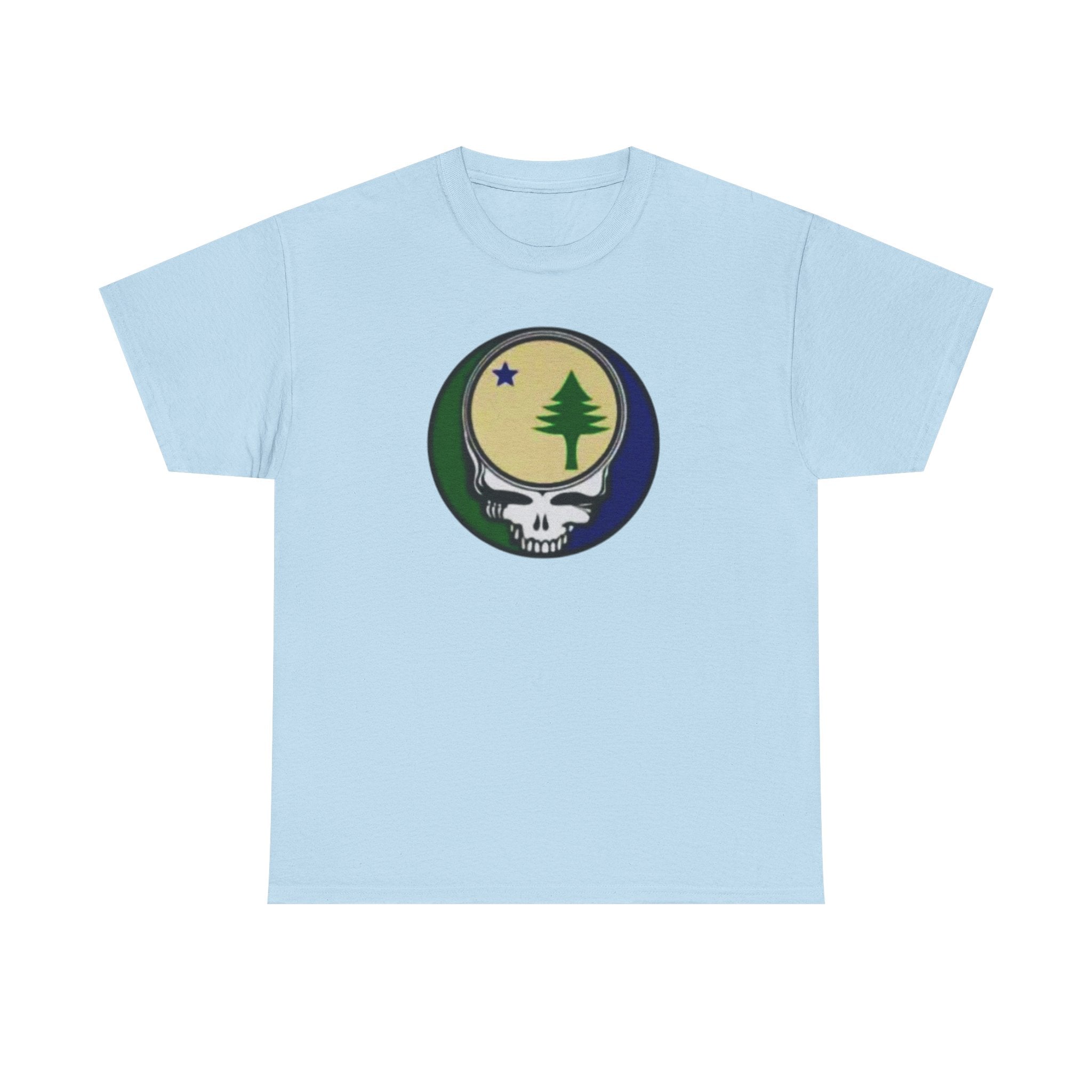 Maine Flag Stealie Grateful Dead Style T-Shirt | Nature Skull Tee