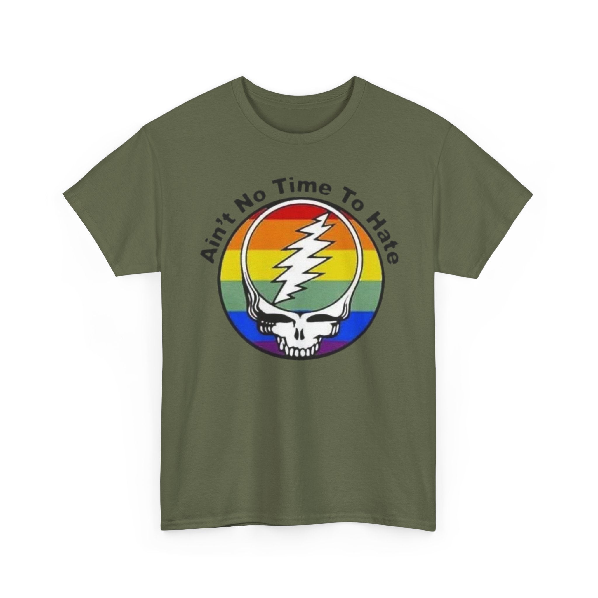 Ain't No Time To Hate Grateful Dead Skull Tee | Rainbow Pride peace love