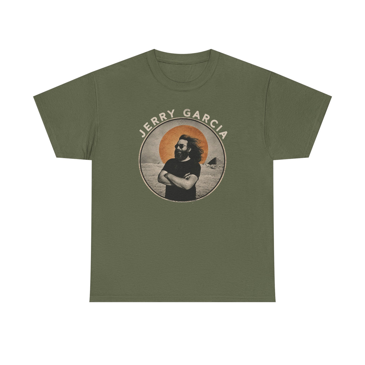 Jerry Garcia Portrait Tee | Retro Sun Circle Band Shirt