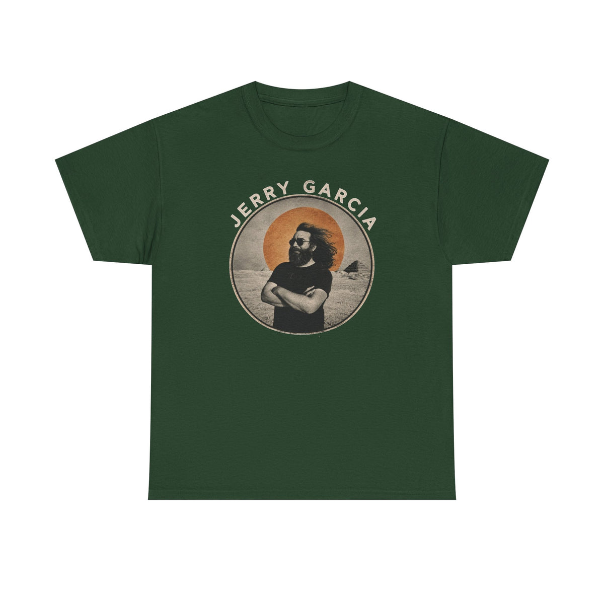 Jerry Garcia Portrait Tee | Retro Sun Circle Band Shirt
