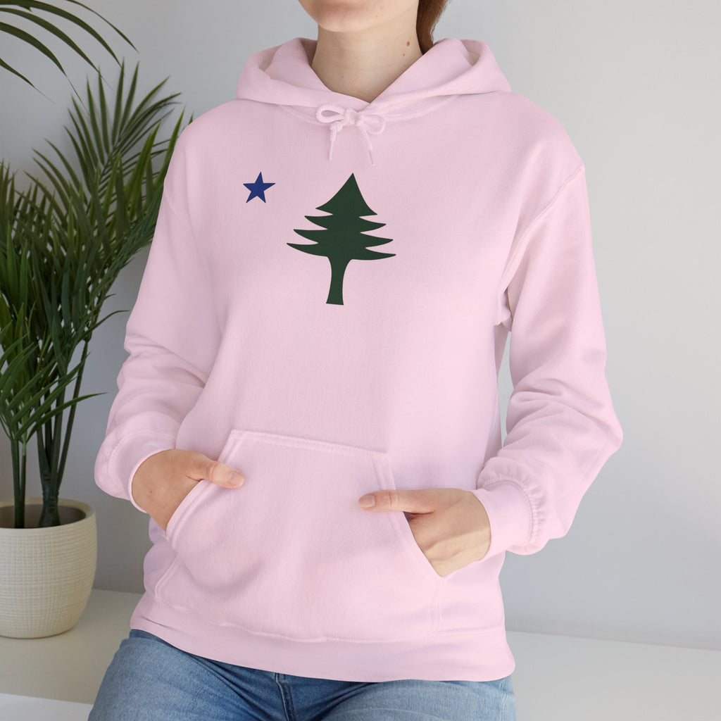 Maine State Flag Pine Tree Hoodie | Minimalist Evergreen Silhouette