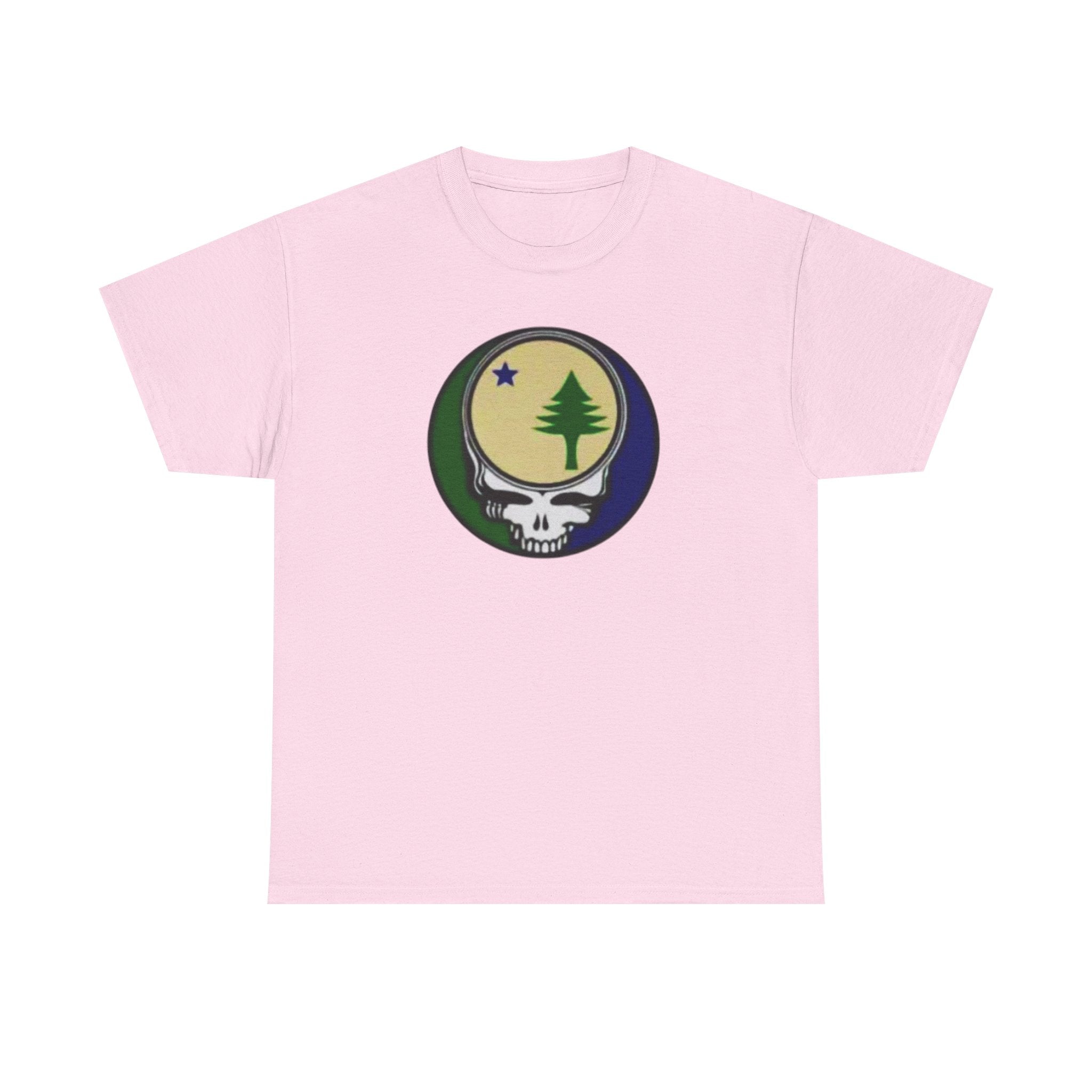 Maine Flag Stealie Grateful Dead Style T-Shirt | Nature Skull Tee