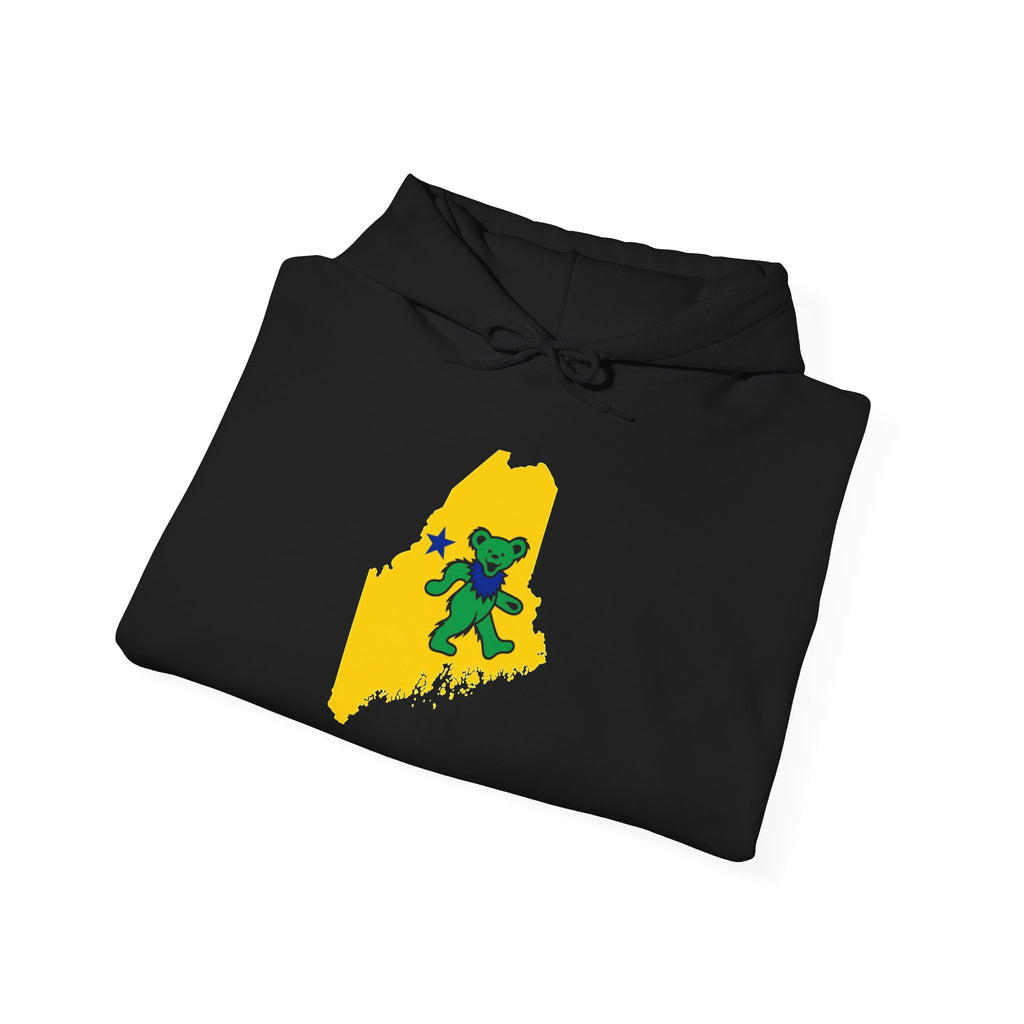 Maine Grateful Dead Bear Hoodie – Maine Outline with Dancing Bear Design