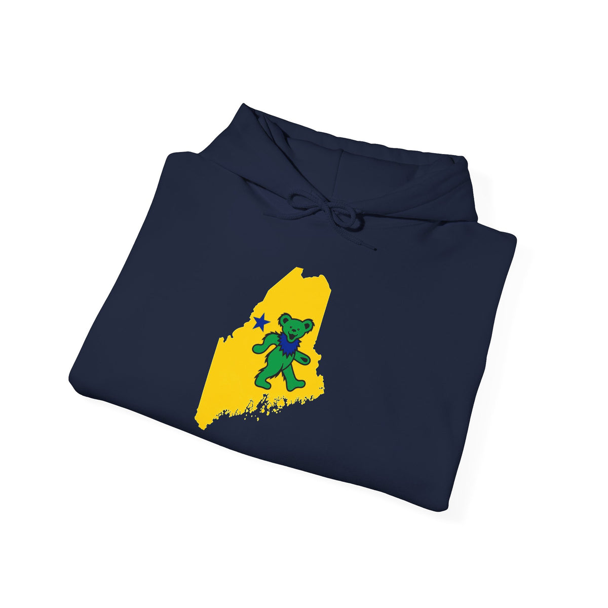 Maine Grateful Dead Bear Hoodie – Maine Outline with Dancing Bear Design