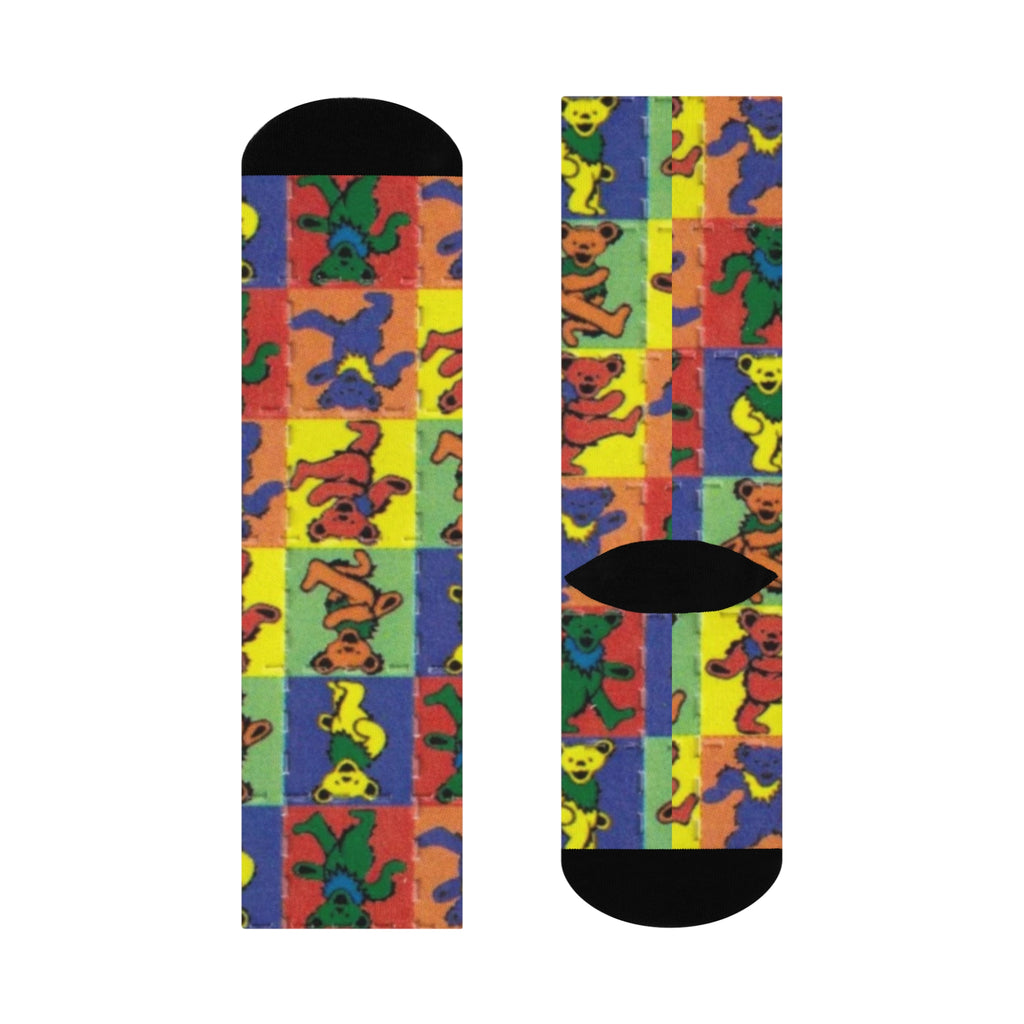 Dancing Bears Pattern Socks | Colorful Grateful Dead Inspired Crew Socks