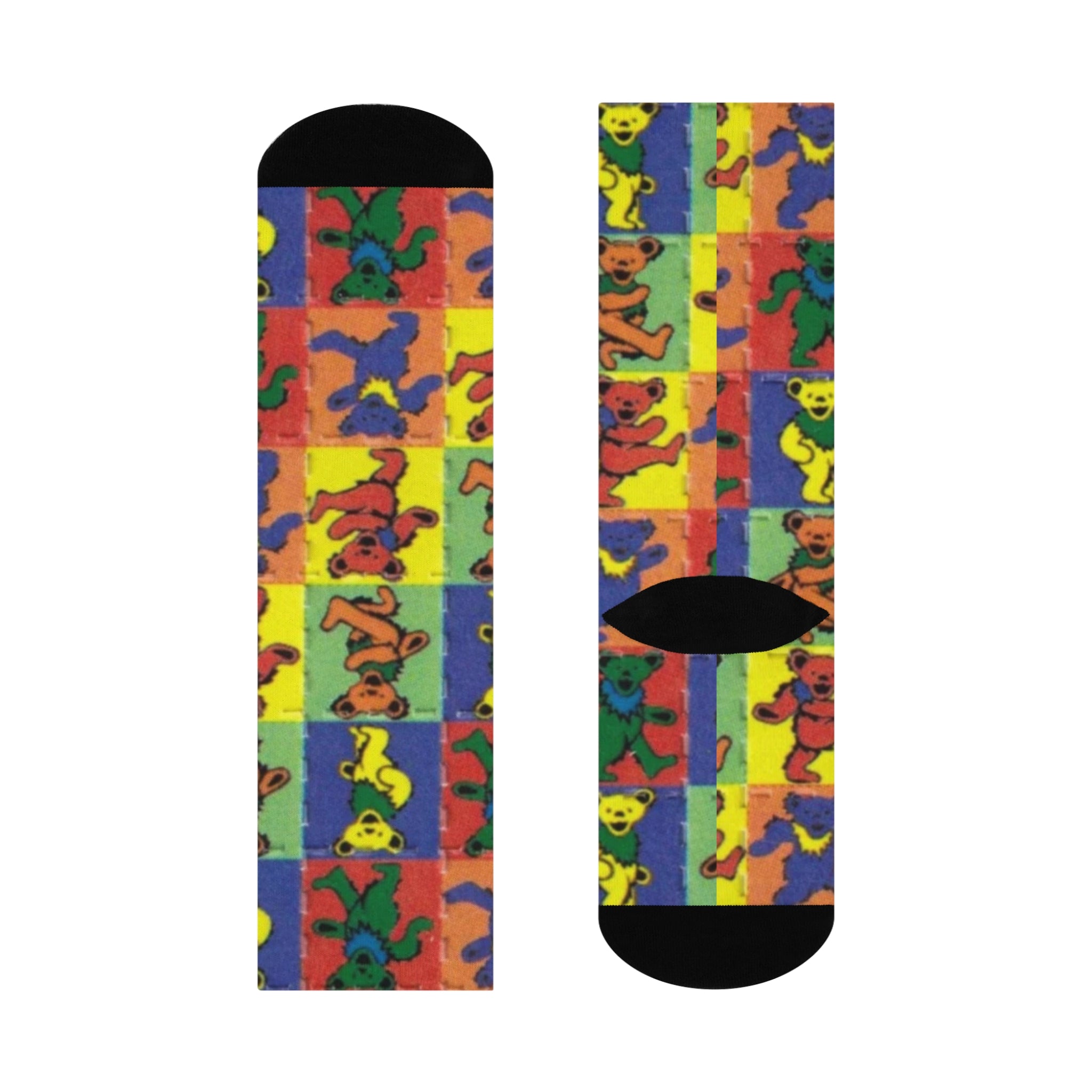 Dancing Bears Pattern Socks | Colorful Grateful Dead Inspired Crew Socks