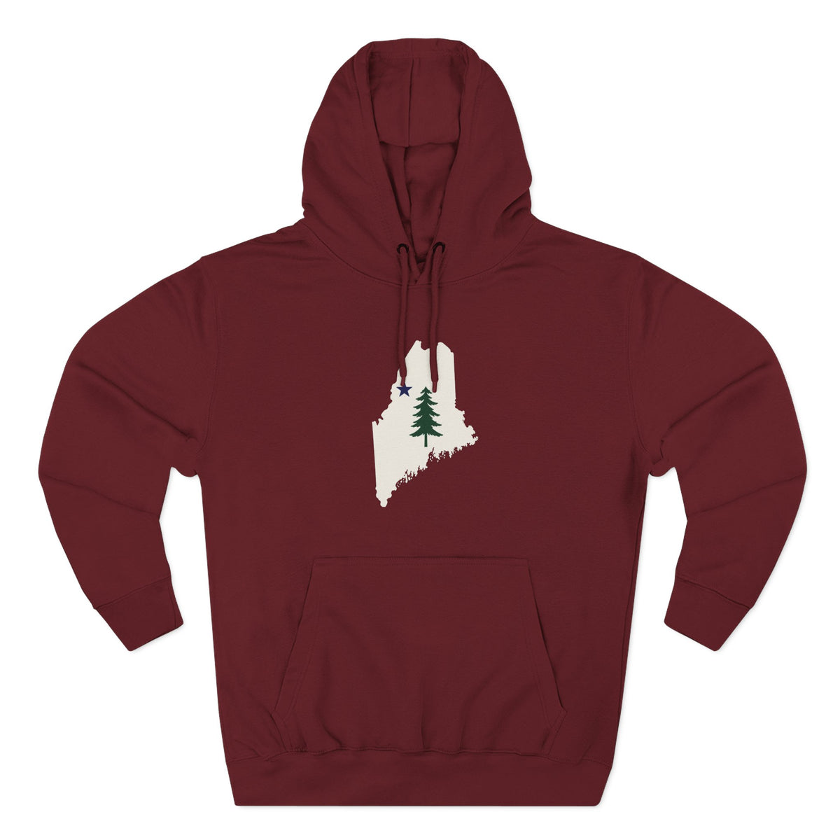 Maine Pine Tree Hoodie – Rustic State Outline Fleece Pullover