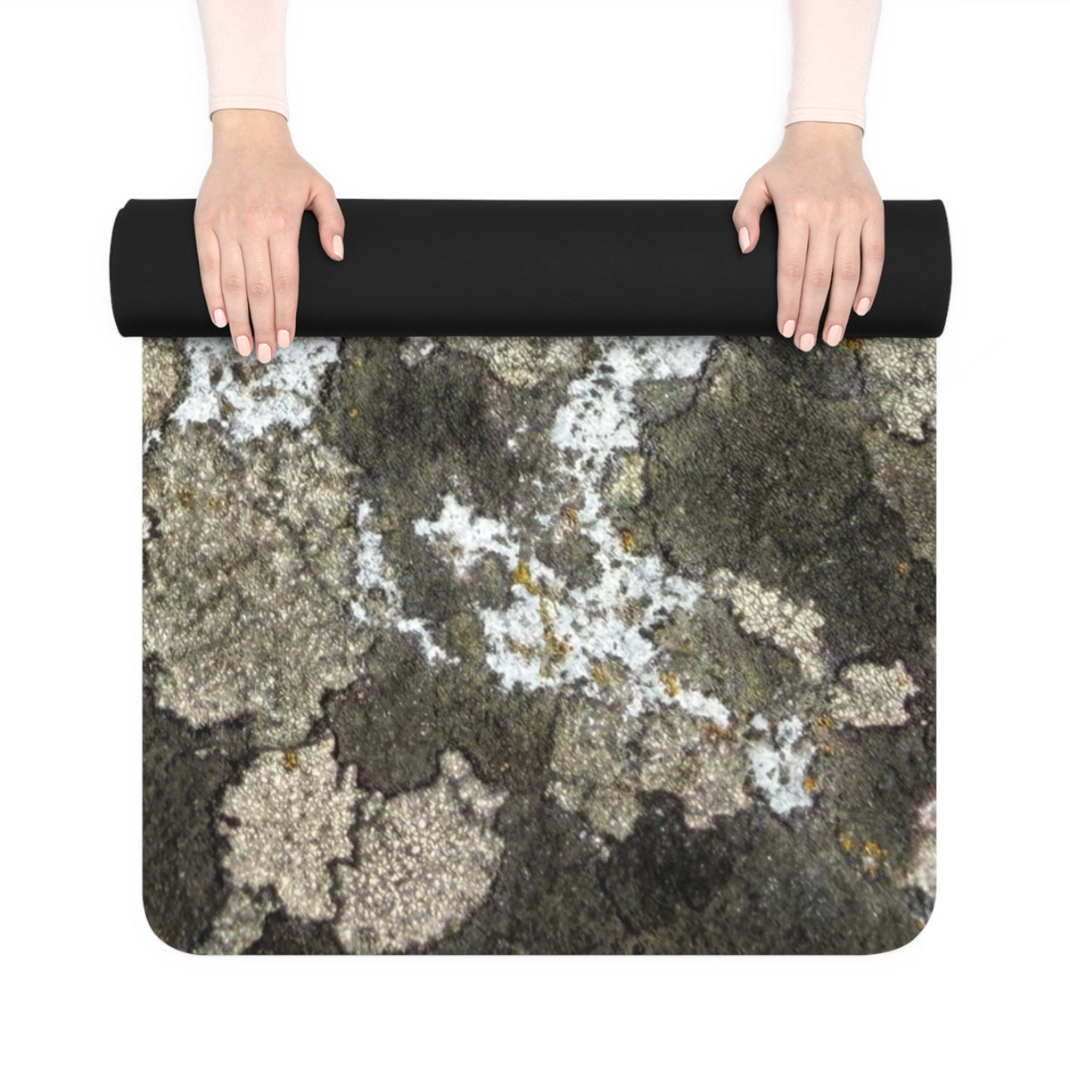 Lichen Stone Texture Rubber Yoga Mat | Nature Moss Pattern