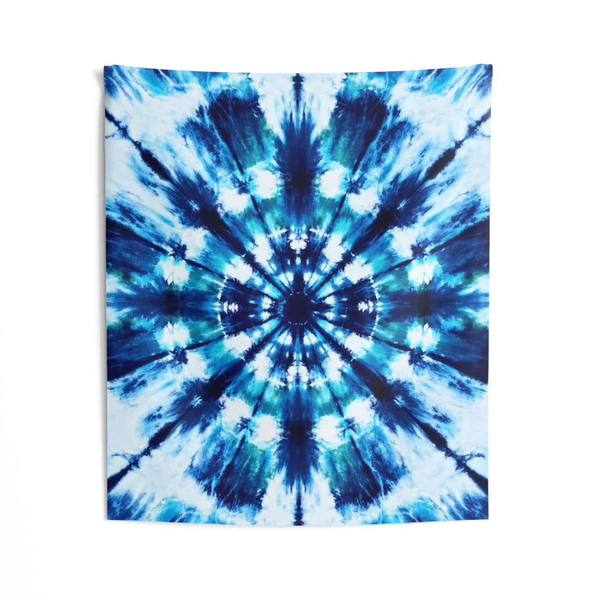 Blue Tie Dye Mandala Indoor Wall Tapestry | Boho Hippie Decor