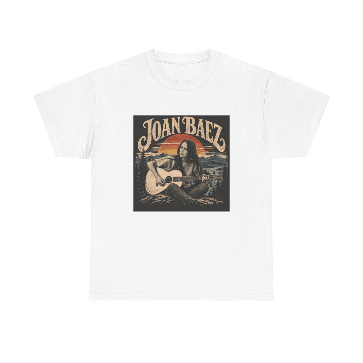 Joan Baez acoustic portrait Tee | Vintage folk musician graphic T-shirt