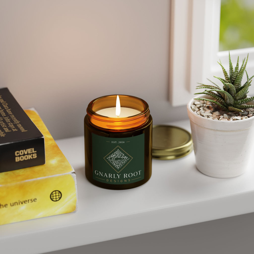 Coconut Apricot Scented Candle — 4oz & 9oz Natural Wax Jar (Gnarly Root Designs)