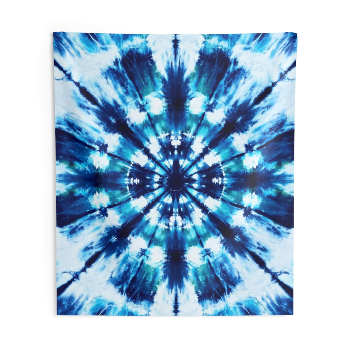 Blue Tie Dye Mandala Indoor Wall Tapestry | Boho Hippie Decor
