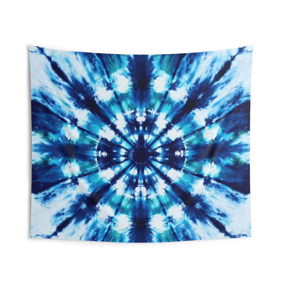Blue Tie Dye Mandala Indoor Wall Tapestry | Boho Hippie Decor