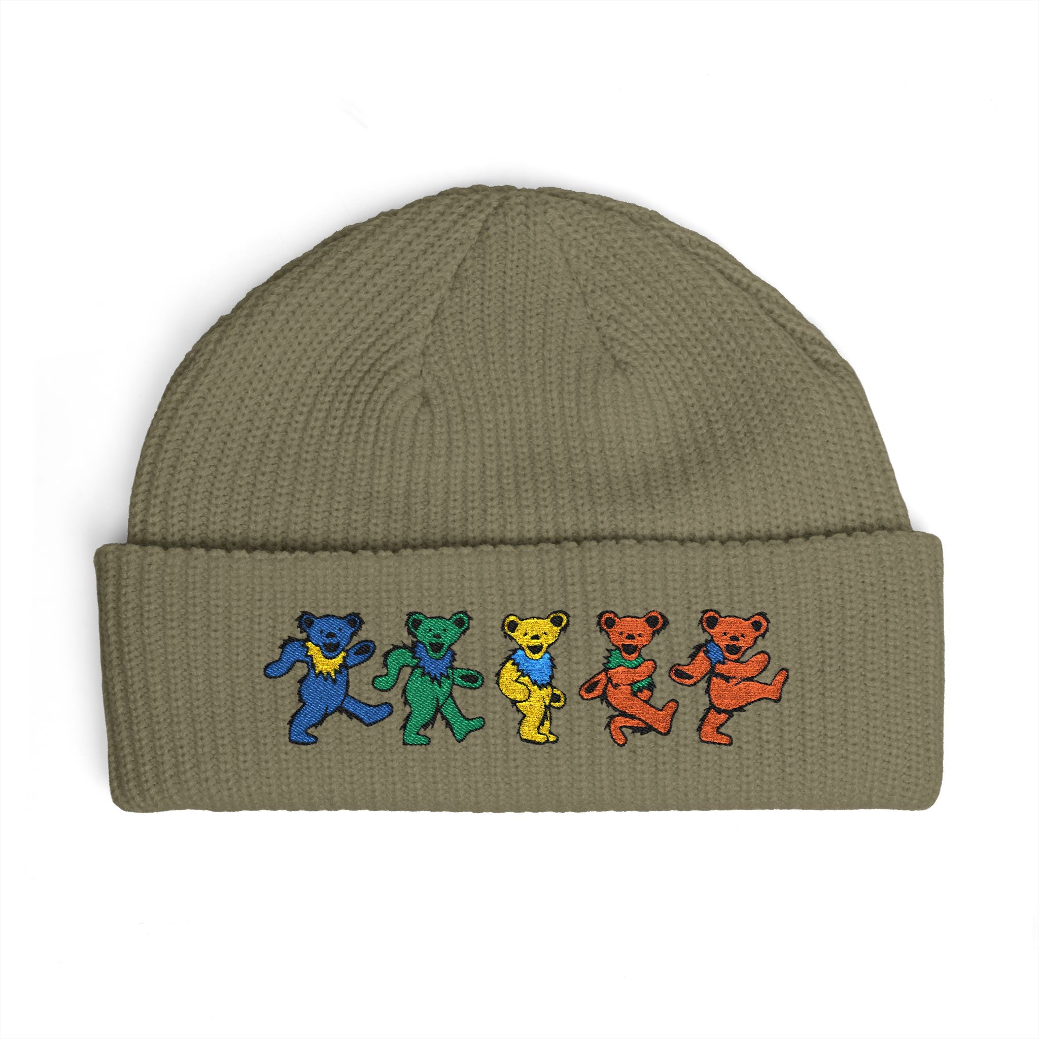Dancing Tie Dye Bears Cuff Beanie | Embroidered Grateful Dead Style