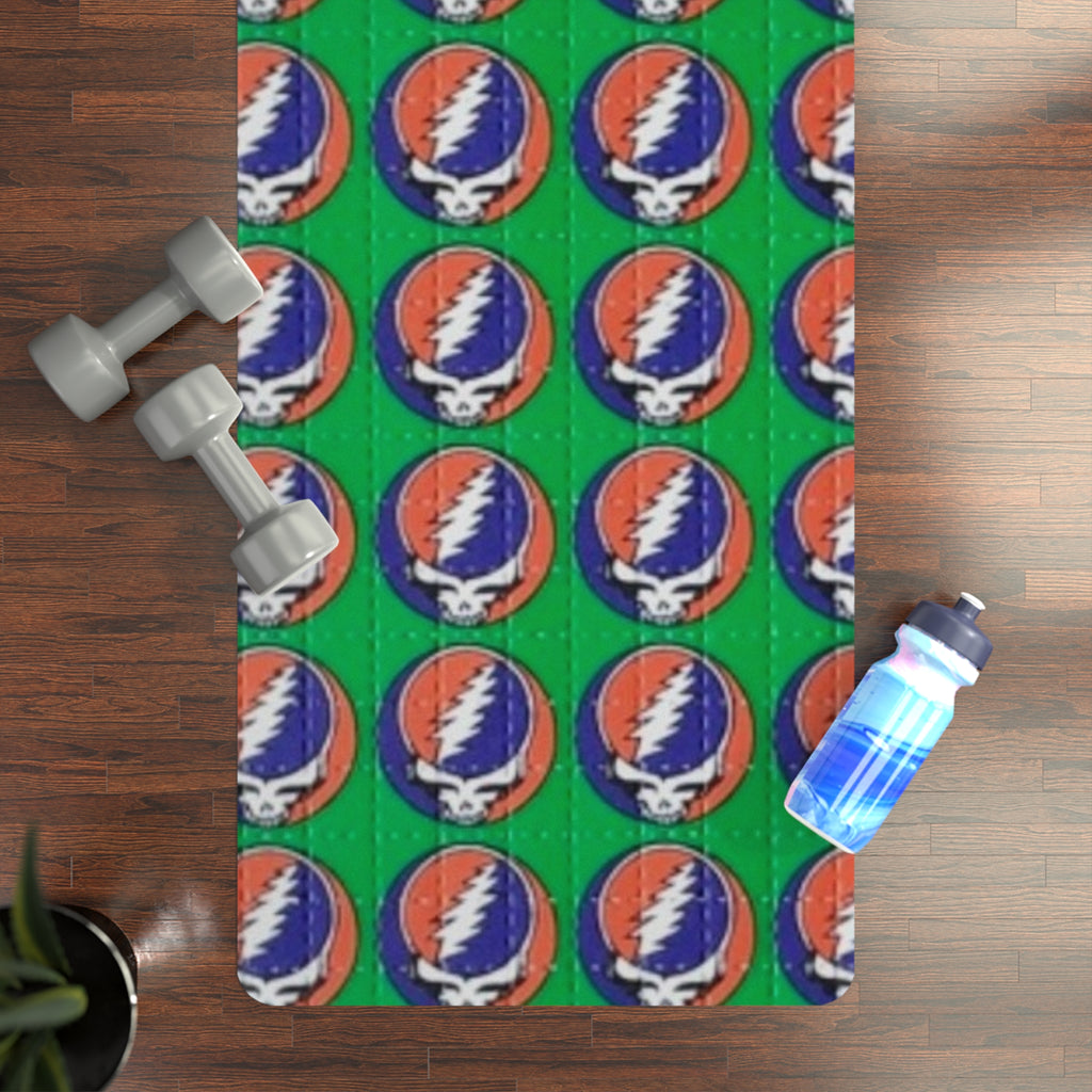 Grateful Dead Steal Your Face Rubber Yoga Mat – Psychedelic Green Meditation Mat