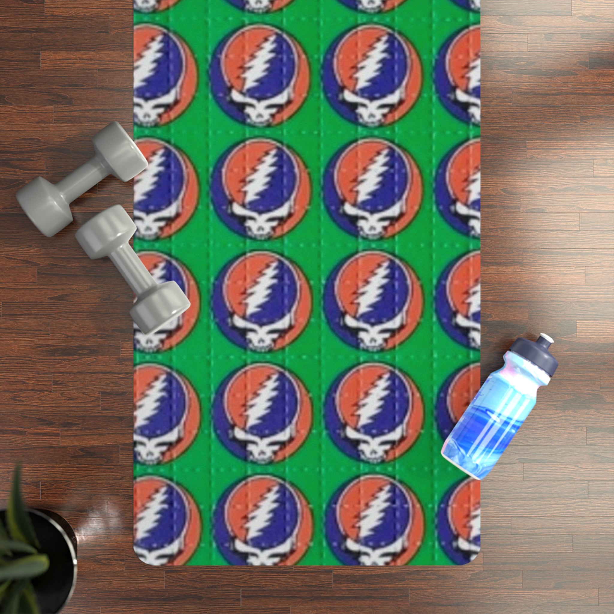 Grateful Dead Steal Your Face Rubber Yoga Mat – Psychedelic Green Meditation Mat