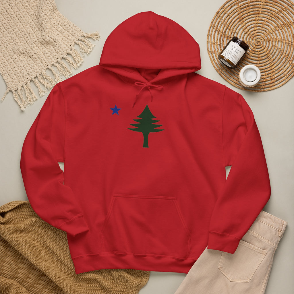Maine State Flag Pine Tree Hoodie | Minimalist Evergreen Silhouette