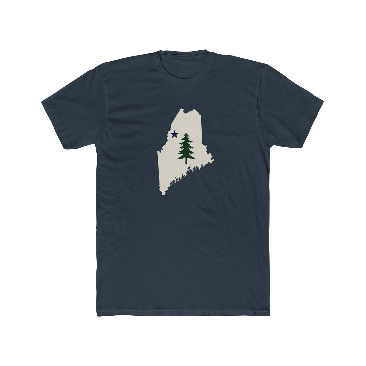 Maine Map Tee with Pine Tree & Star – State Pride T-Shirt