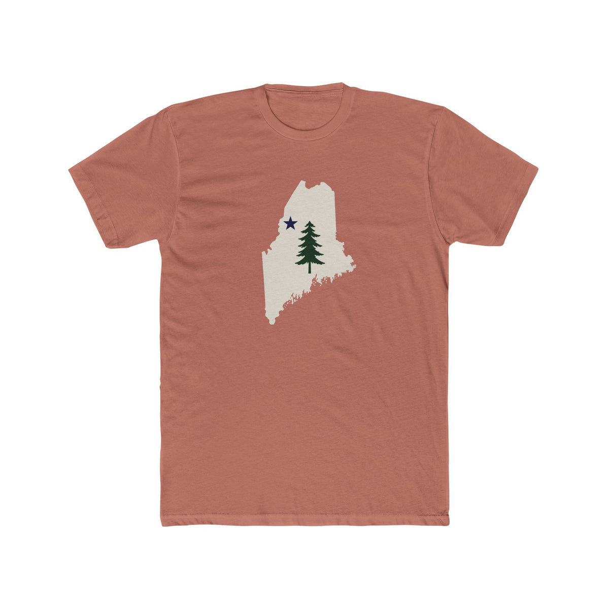 Maine Map Tee with Pine Tree & Star – State Pride T-Shirt