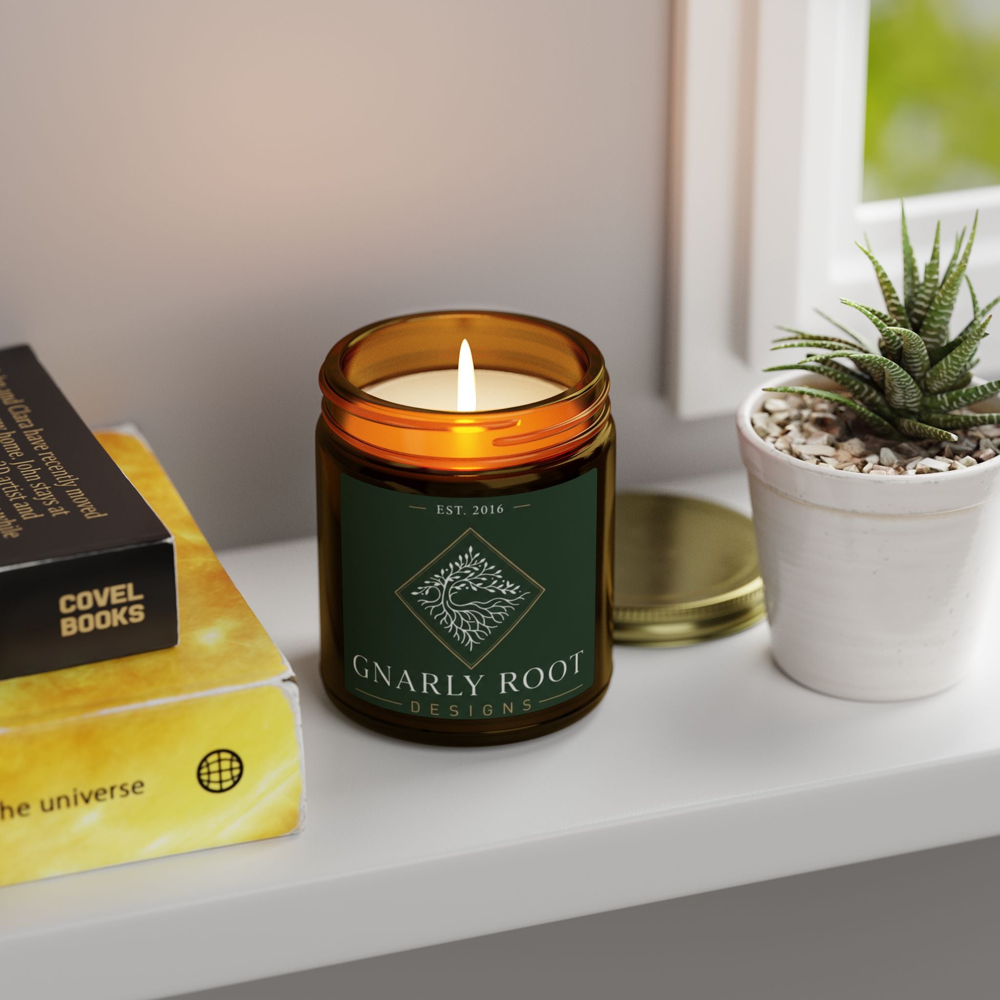 Coconut Apricot Scented Candle — 4oz & 9oz Natural Wax Jar (Gnarly Root Designs)