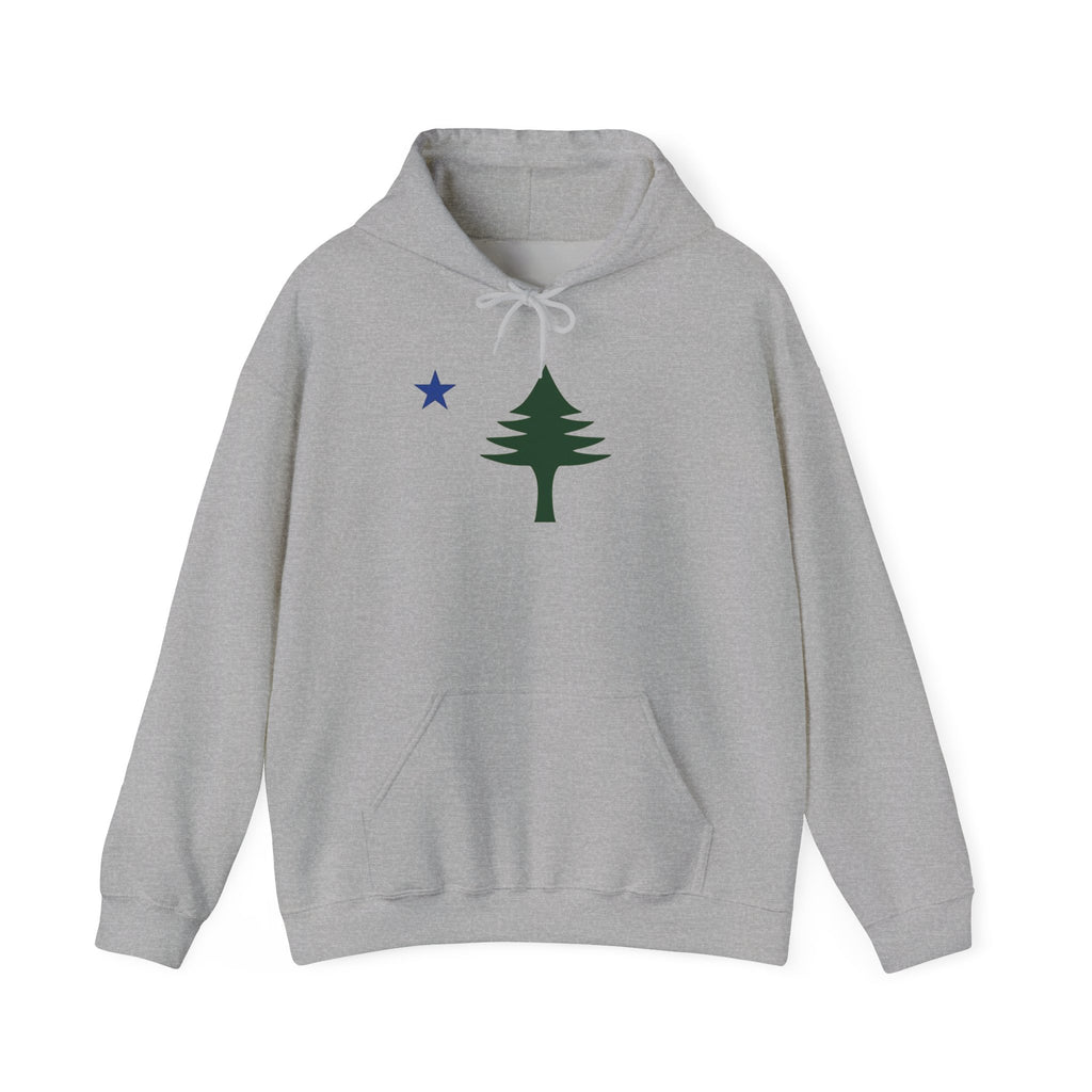 Maine State Flag Pine Tree Hoodie | Minimalist Evergreen Silhouette