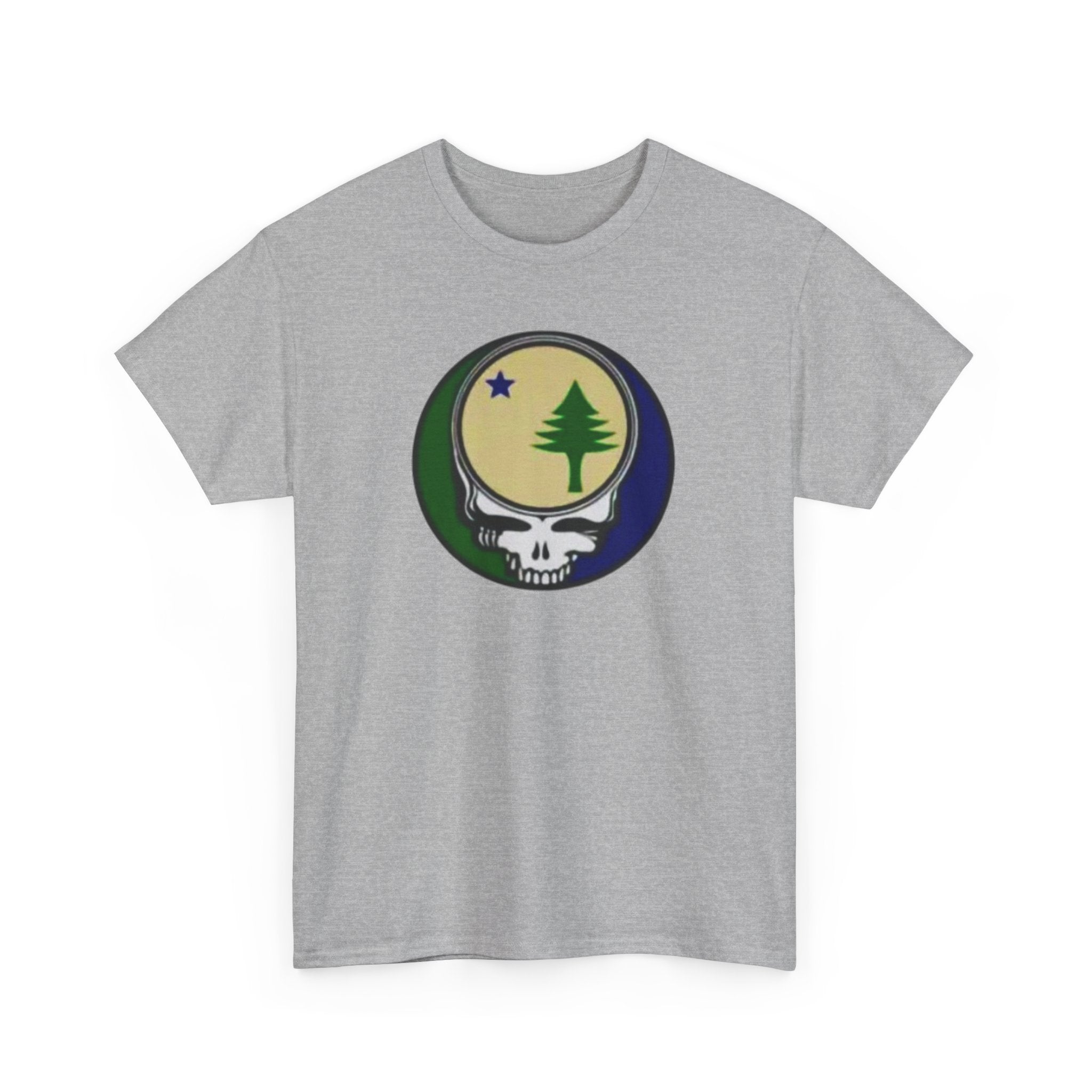 Maine Flag Stealie Grateful Dead Style T-Shirt | Nature Skull Tee
