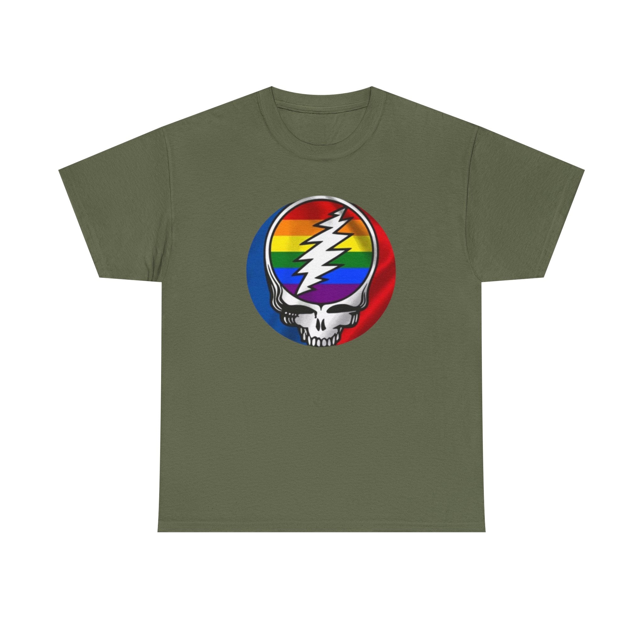 Rainbow Steal Your Face Skull T-Shirt | Grateful Dead Skull Tee