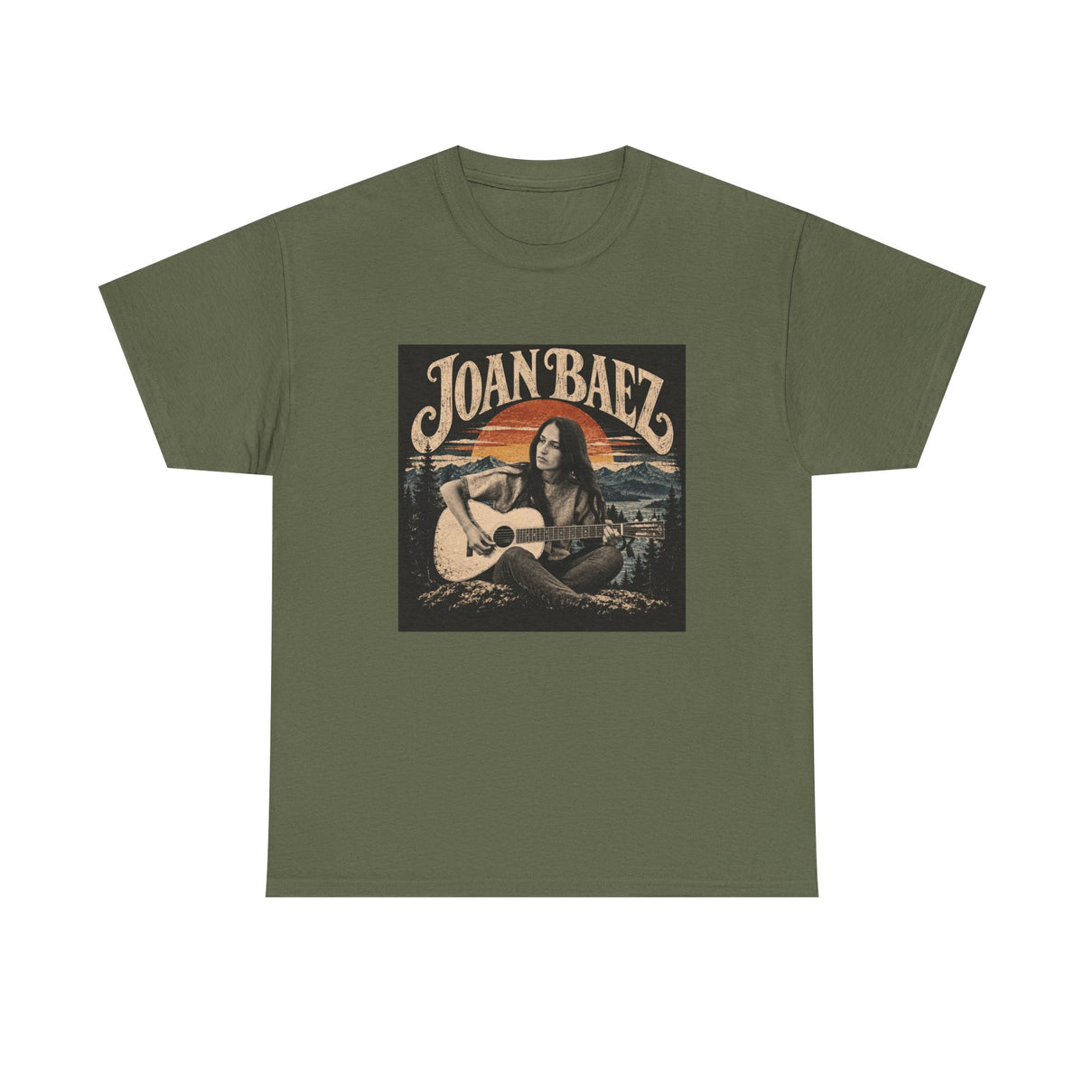 Joan Baez acoustic portrait Tee | Vintage folk musician graphic T-shirt