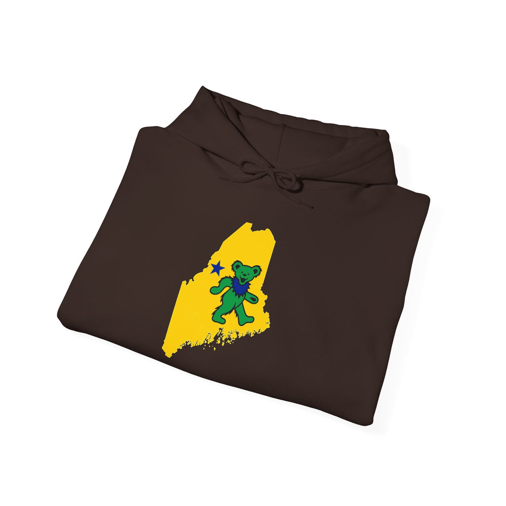 Maine Grateful Dead Bear Hoodie – Maine Outline with Dancing Bear Design