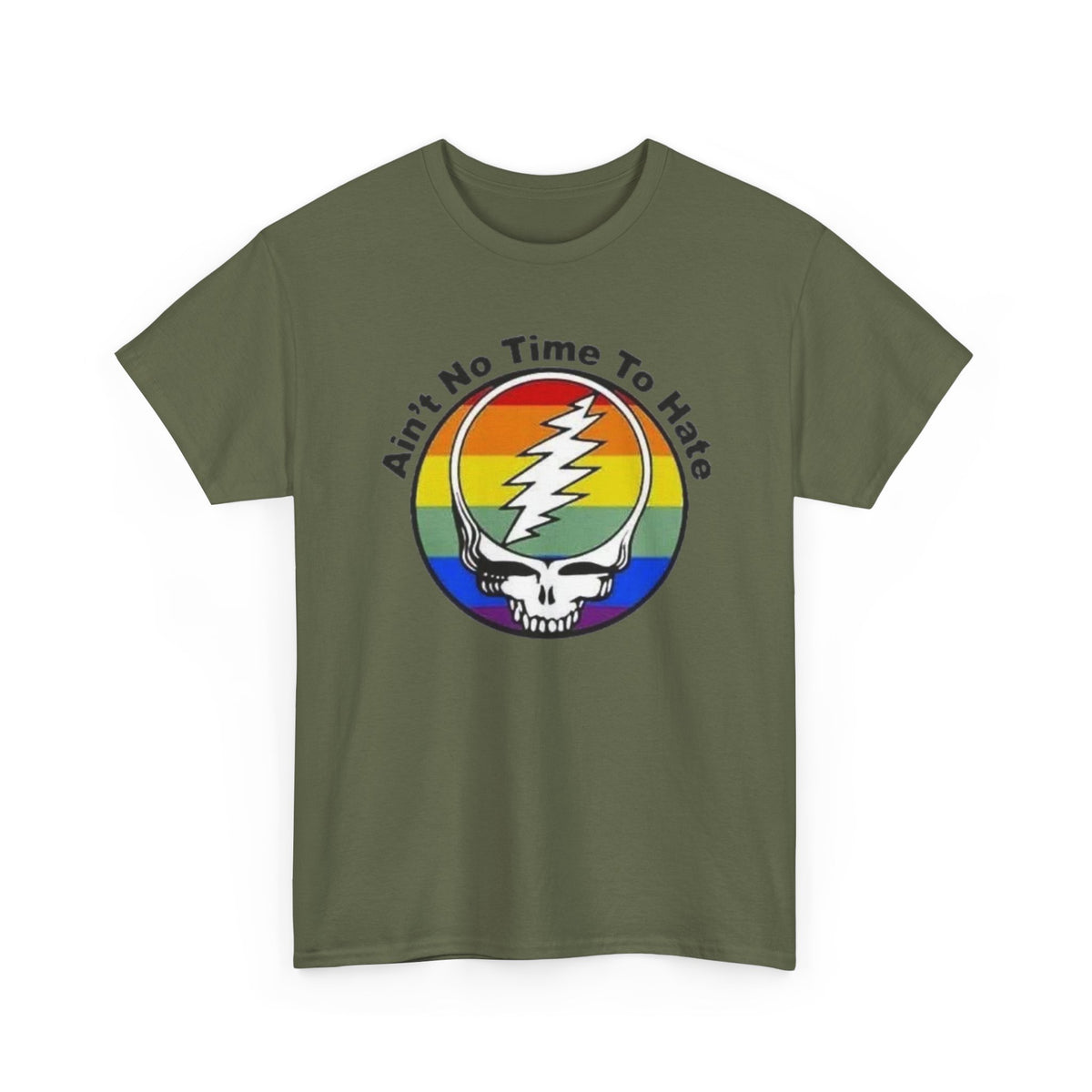 Ain't No Time To Hate Grateful Dead Skull Tee | Rainbow Pride peace love