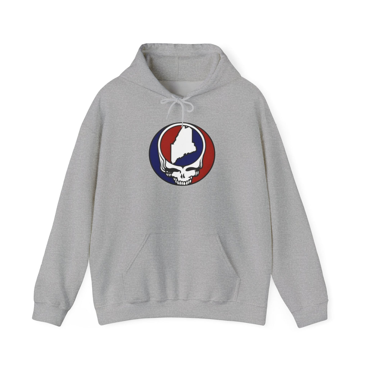 Grateful Dead Maine Skull Hoodie — State Outline Steal Your Face Pullover