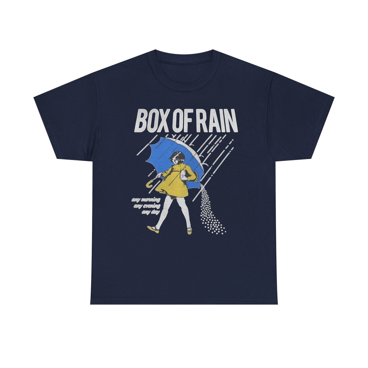 Box of Rain Grateful Dead Tee | Girl with Umbrella, Rainy Day Retro Design