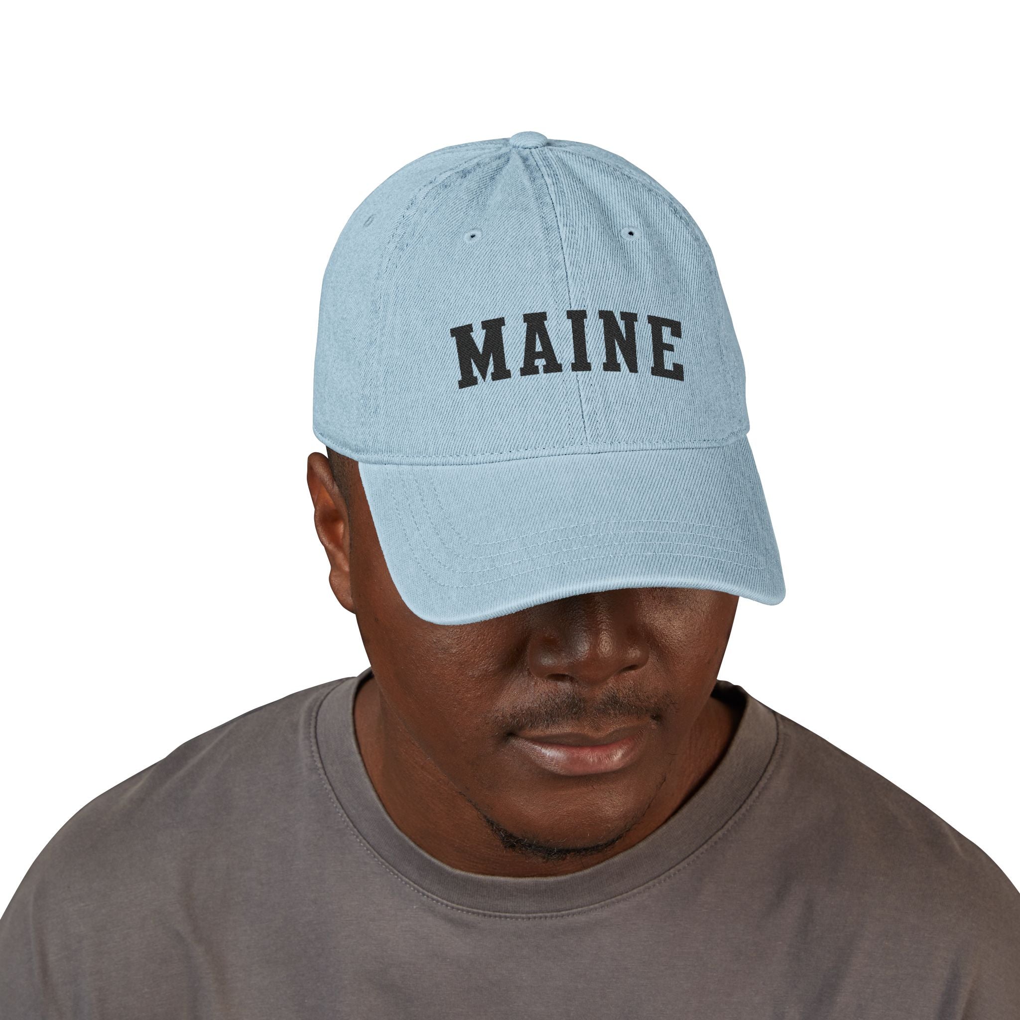 Maine Embroidered Denim Hat | State Lettering Cap