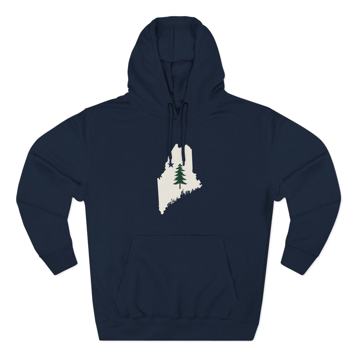 Maine Pine Tree Hoodie – Rustic State Outline Fleece Pullover