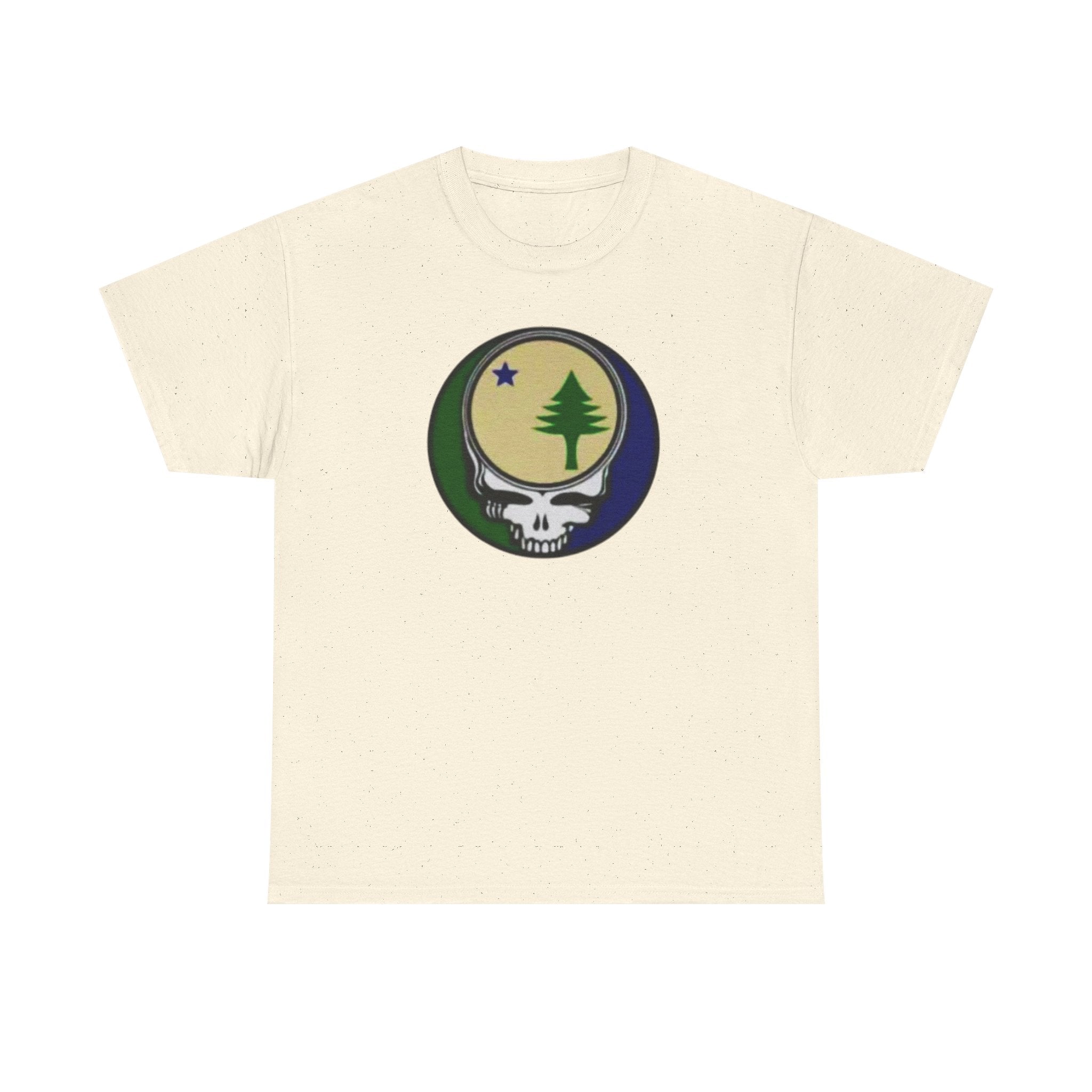 Maine Flag Stealie Grateful Dead Style T-Shirt | Nature Skull Tee