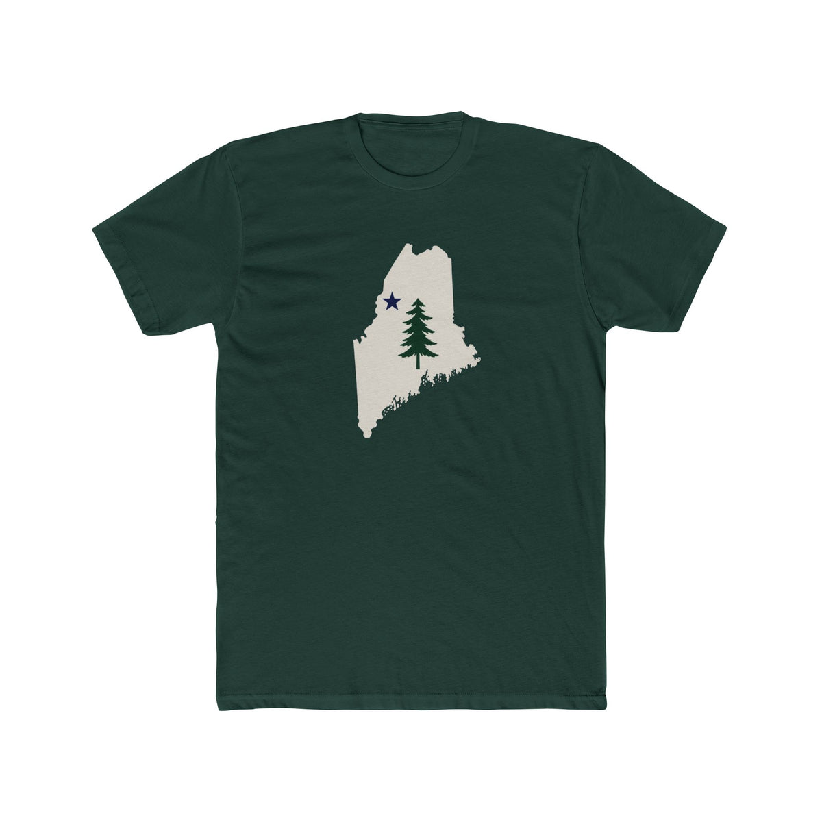 Maine Map Tee with Pine Tree & Star – State Pride T-Shirt