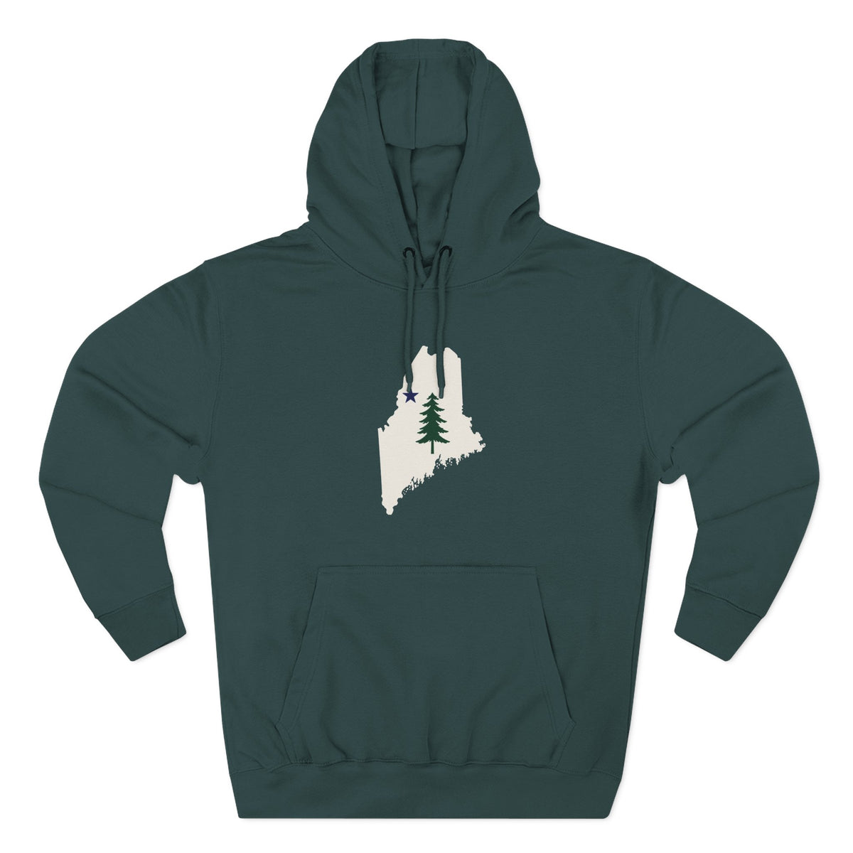 Maine Pine Tree Hoodie – Rustic State Outline Fleece Pullover