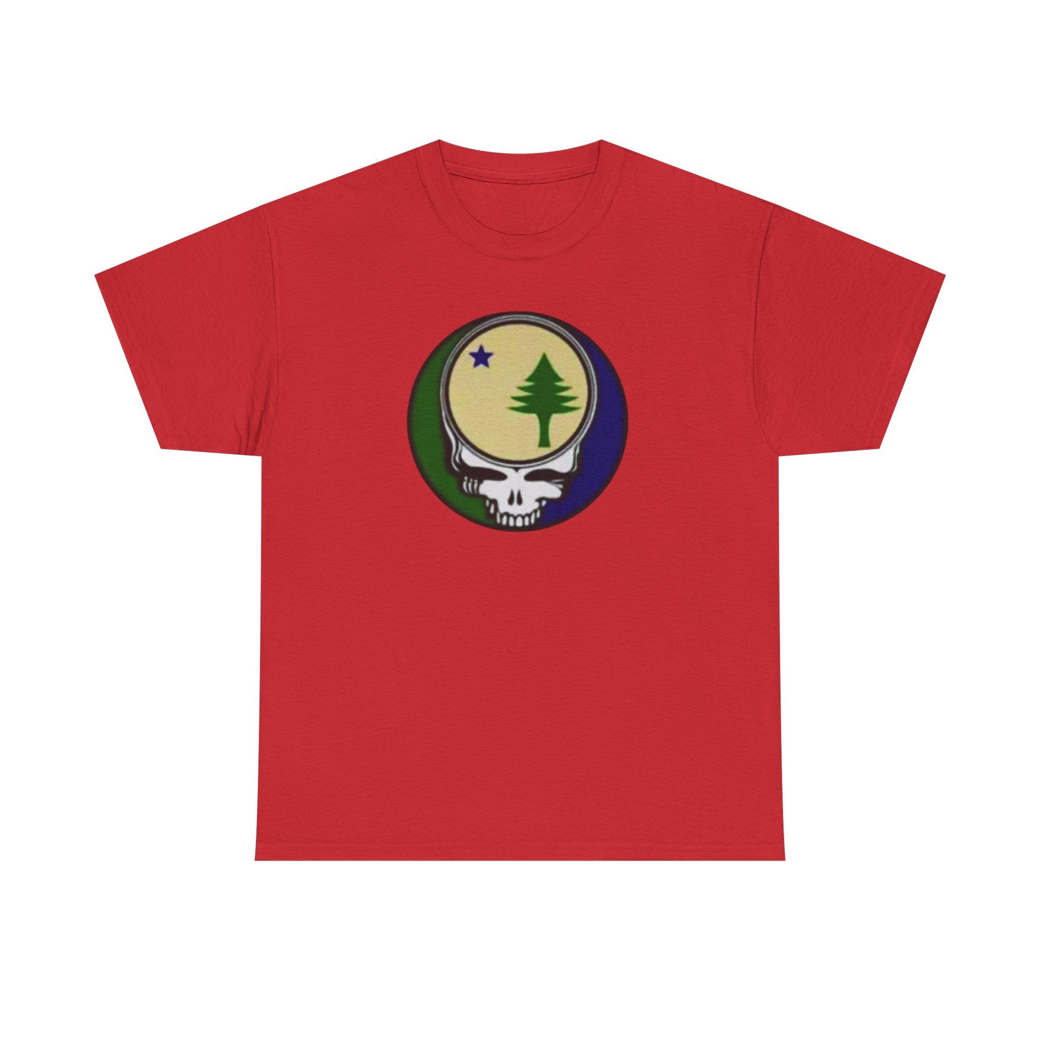 Maine Flag Stealie Grateful Dead Style T-Shirt | Nature Skull Tee