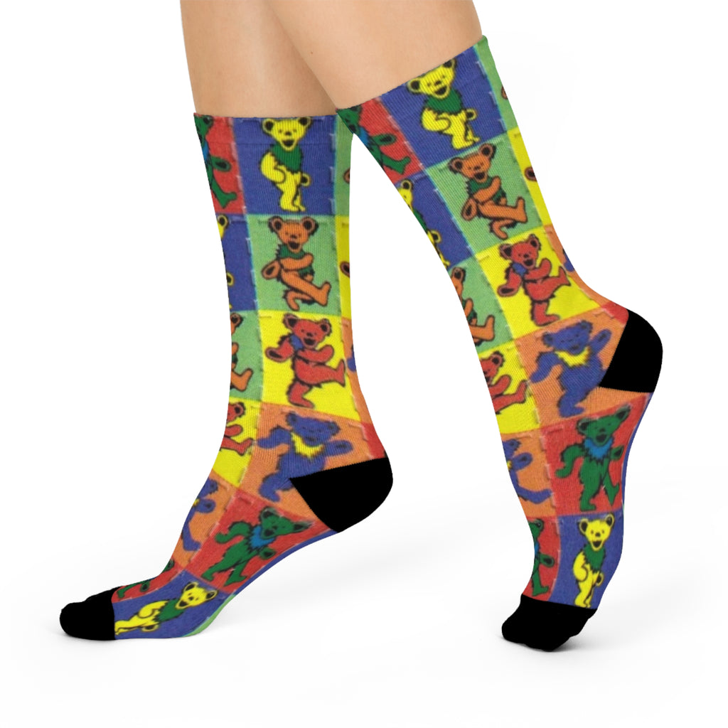 Dancing Bears Pattern Socks | Colorful Grateful Dead Inspired Crew Socks
