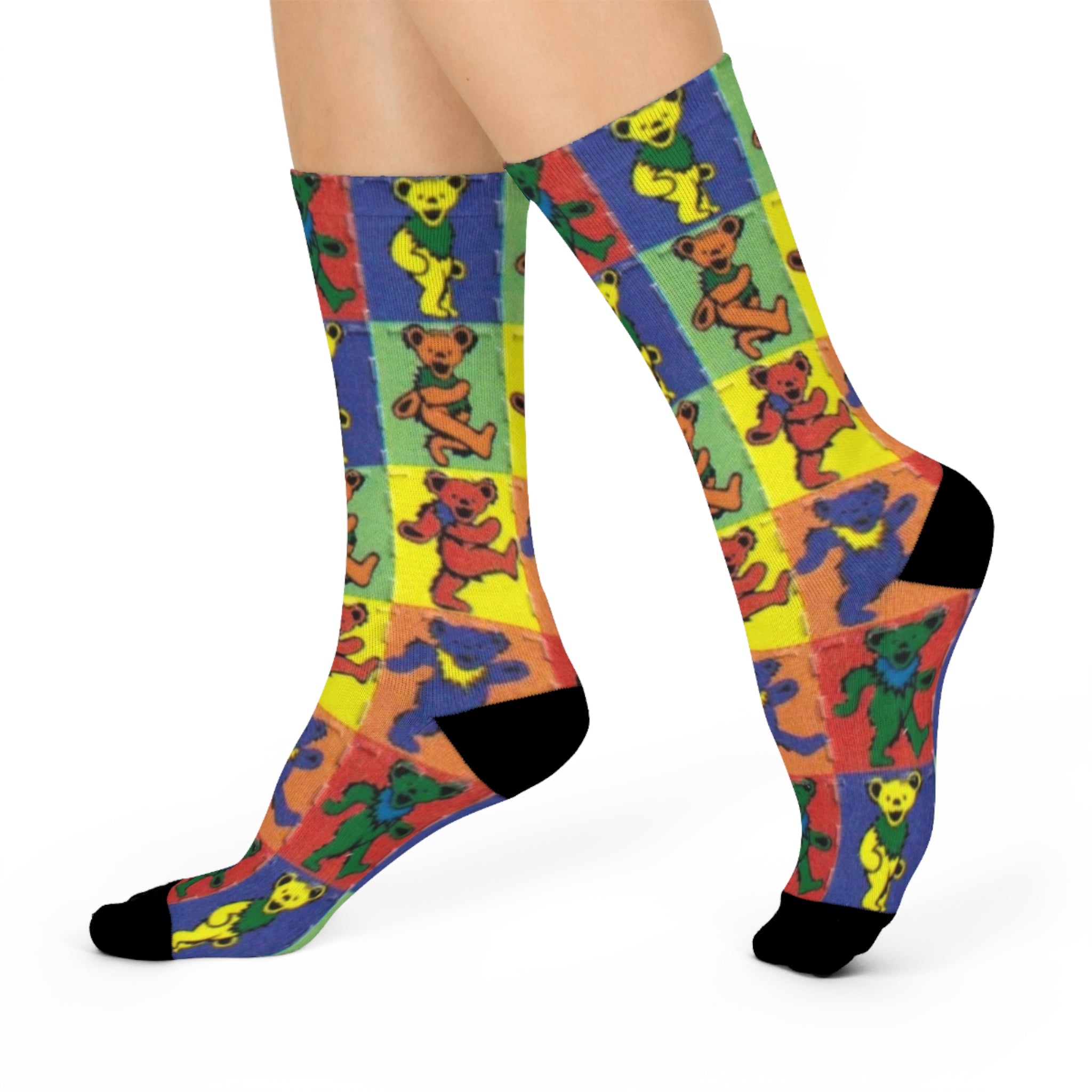 Dancing Bears Pattern Socks | Colorful Grateful Dead Inspired Crew Socks