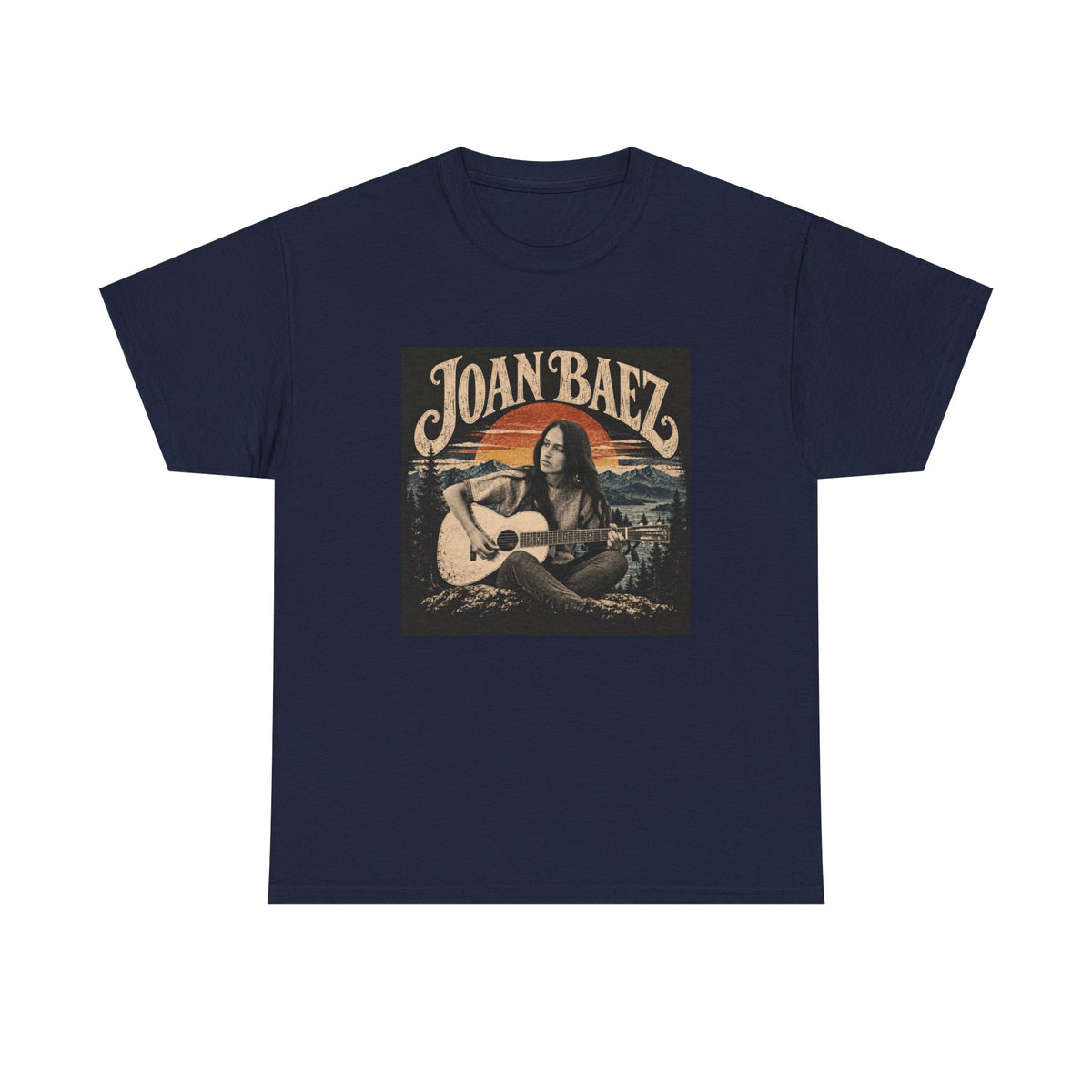 Joan Baez acoustic portrait Tee | Vintage folk musician graphic T-shirt