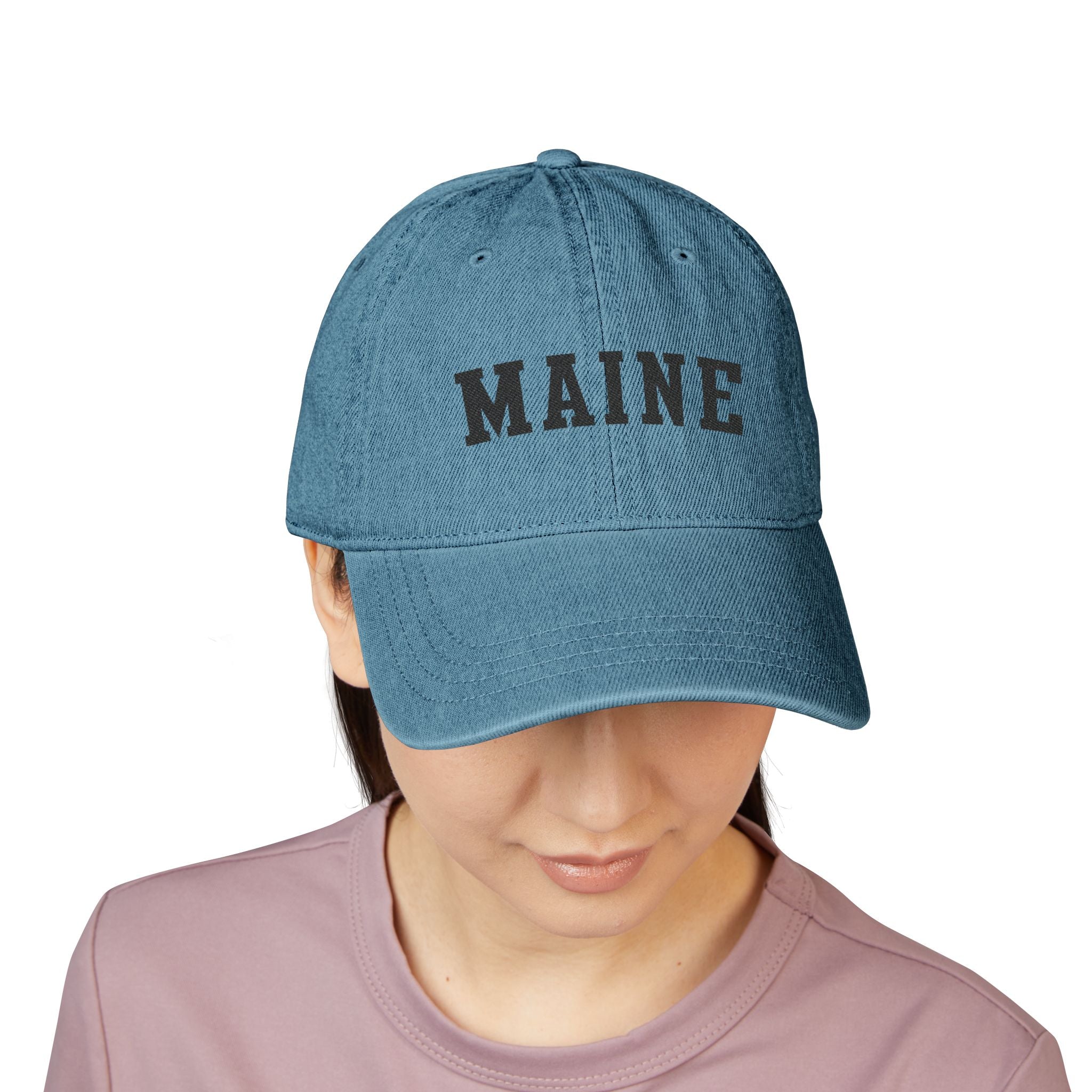 Maine Embroidered Denim Hat | State Lettering Cap