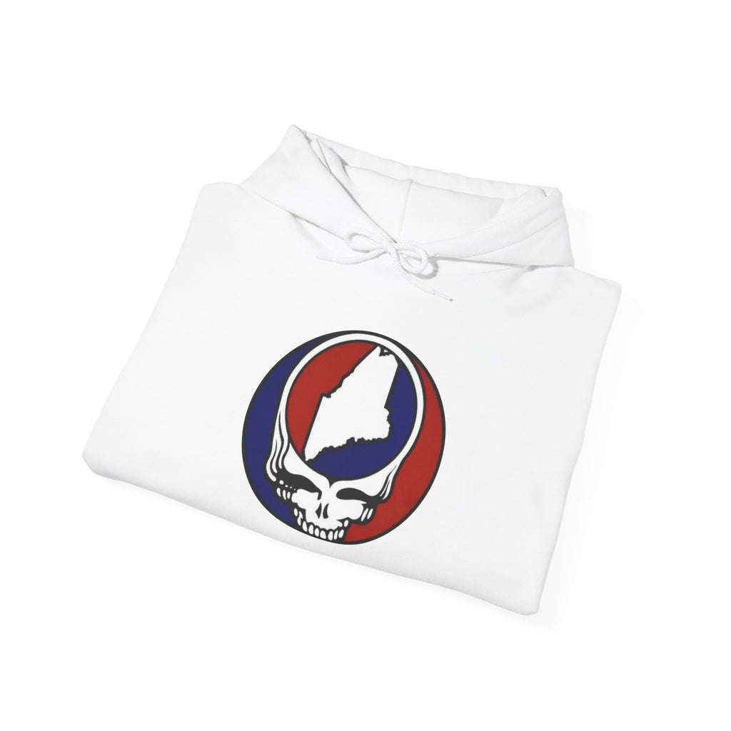 Grateful Dead Maine Skull Hoodie — State Outline Steal Your Face Pullover