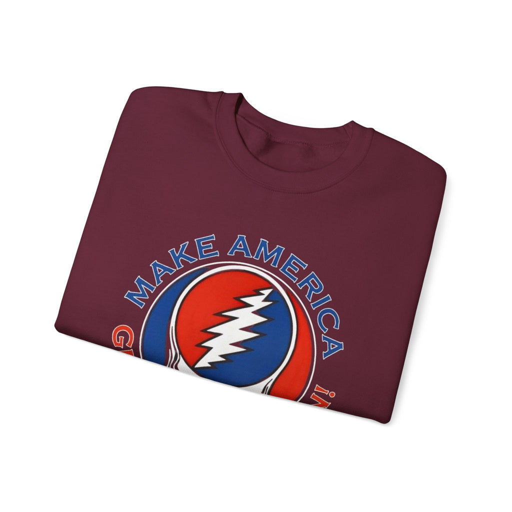 Make America Grateful Again Skull Crewneck Sweatshirt | Grateful Dead Steal Your Face Logo