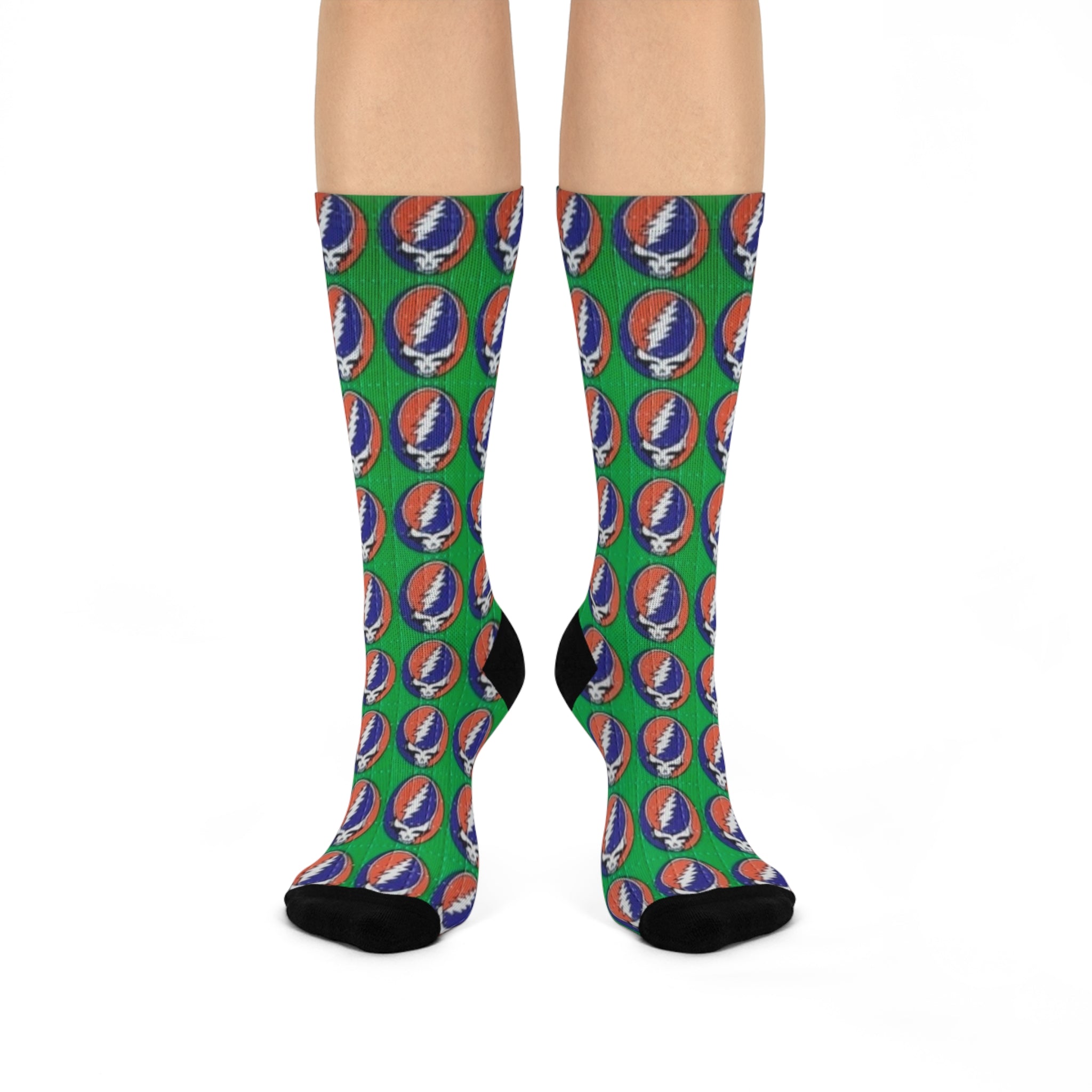 Grateful Dead Steal Your Face Pattern Cushioned Crew Socks | Band Logo Music Socks