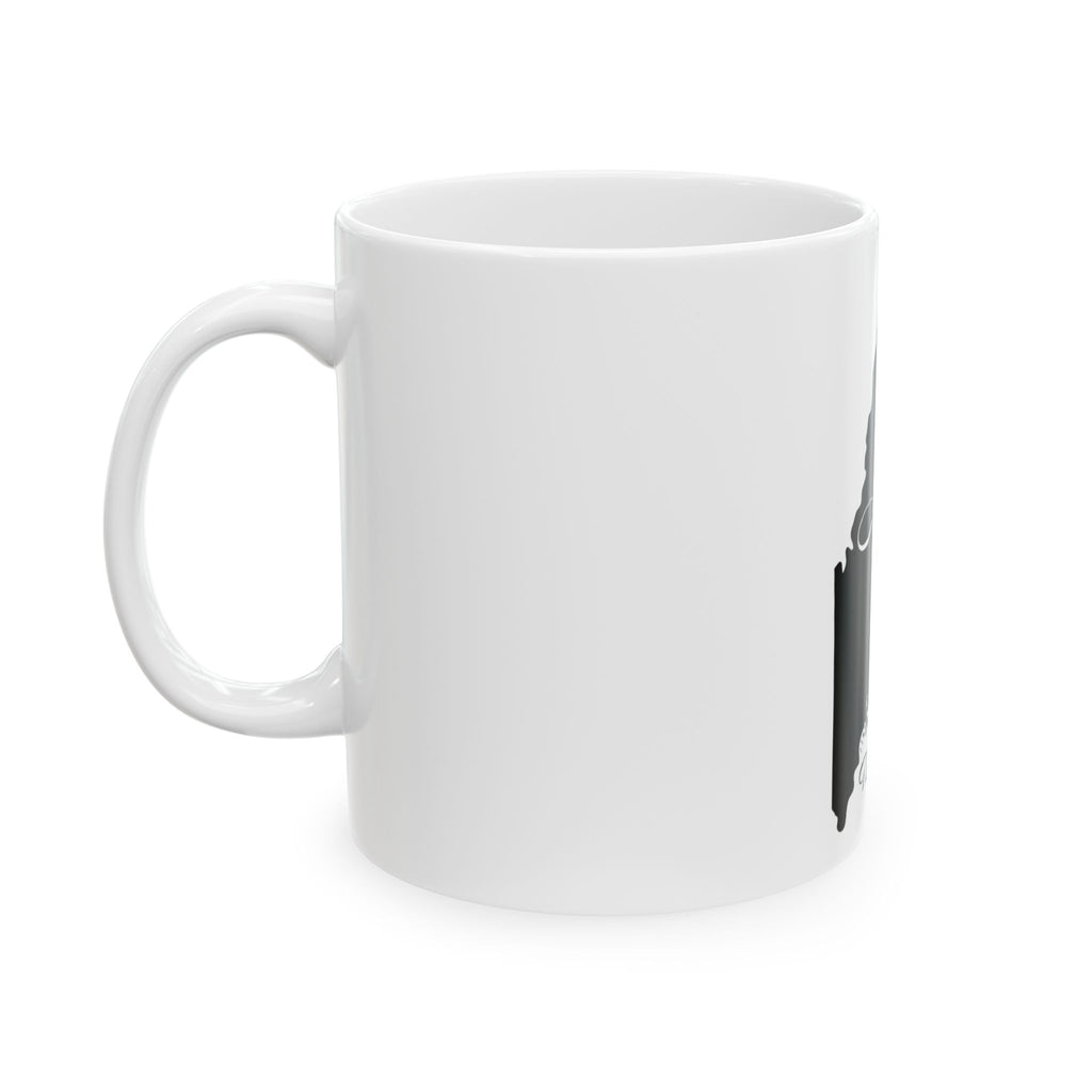Maine silhouette state map Mug | Maine script typography ceramic mug