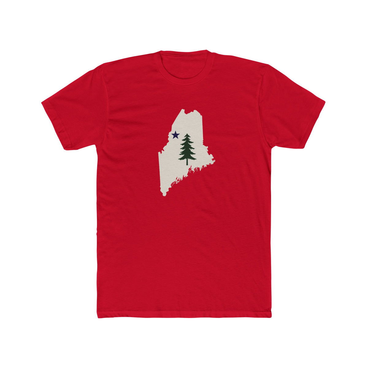 Maine Map Tee with Pine Tree & Star – State Pride T-Shirt