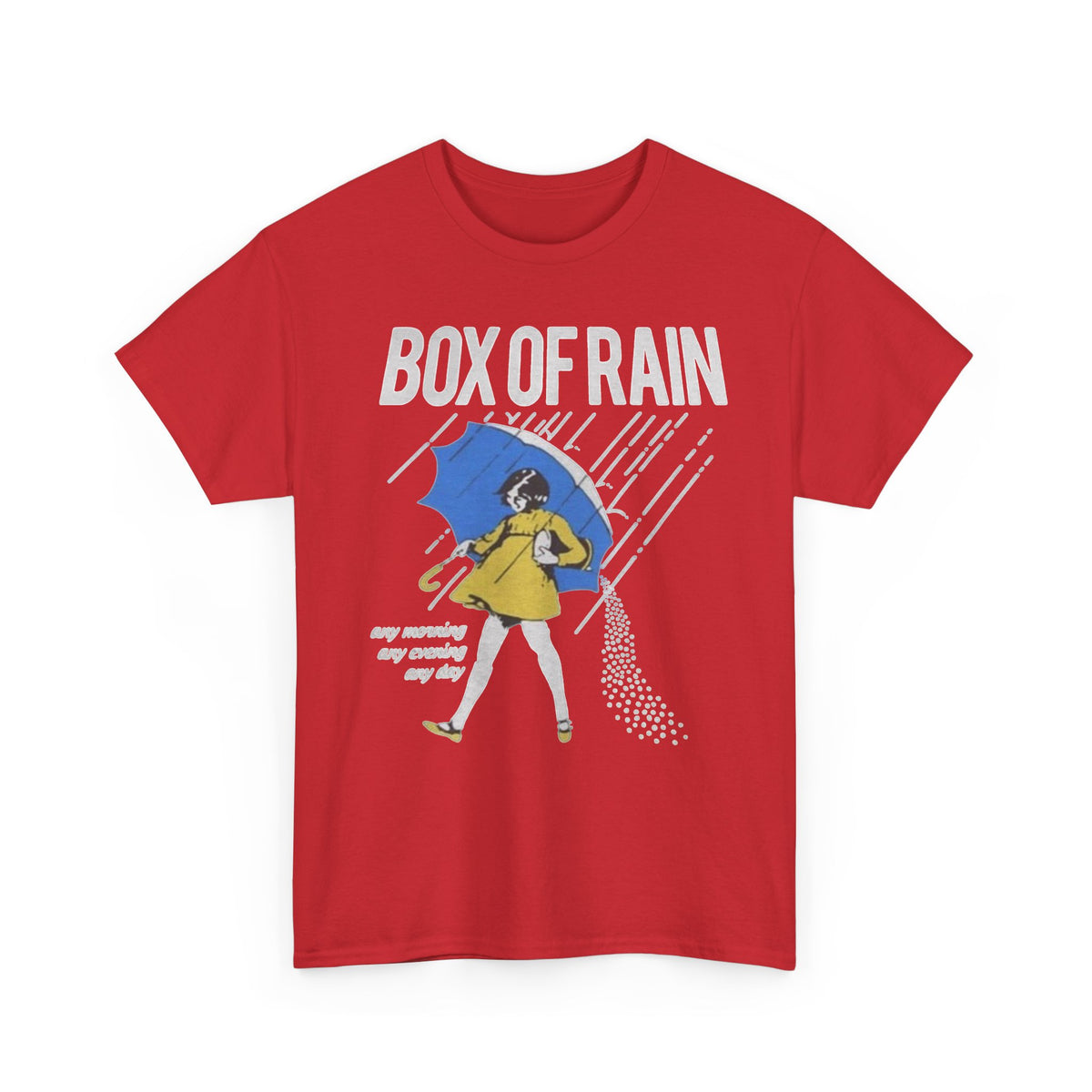 Box of Rain Grateful Dead Tee | Girl with Umbrella, Rainy Day Retro Design