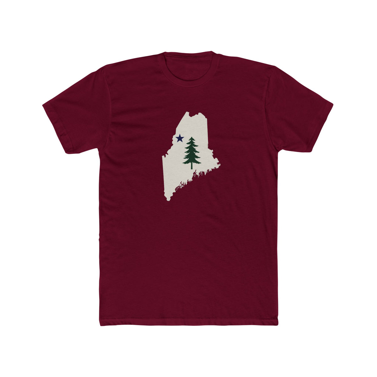 Maine Map Tee with Pine Tree & Star – State Pride T-Shirt