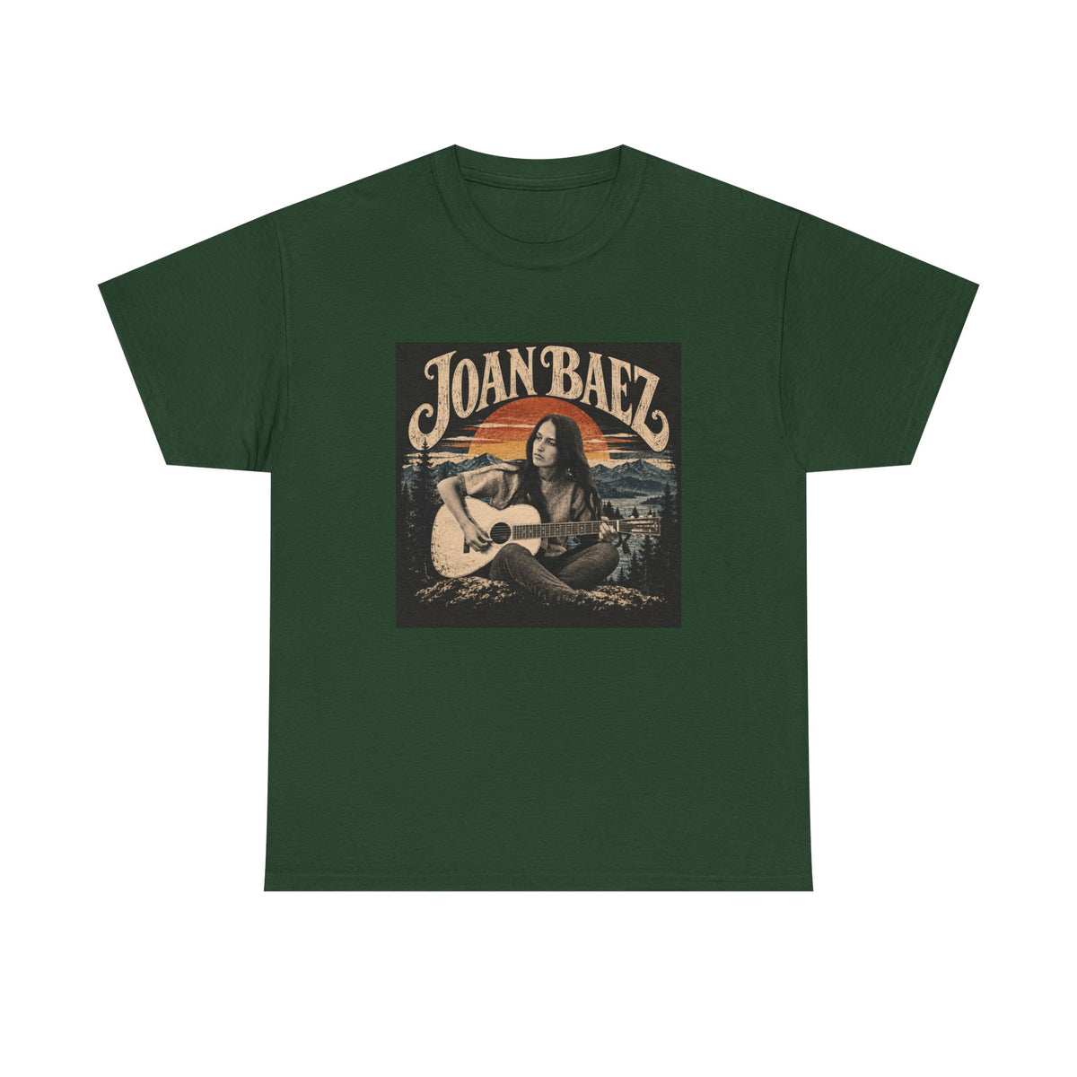 Joan Baez acoustic portrait Tee | Vintage folk musician graphic T-shirt